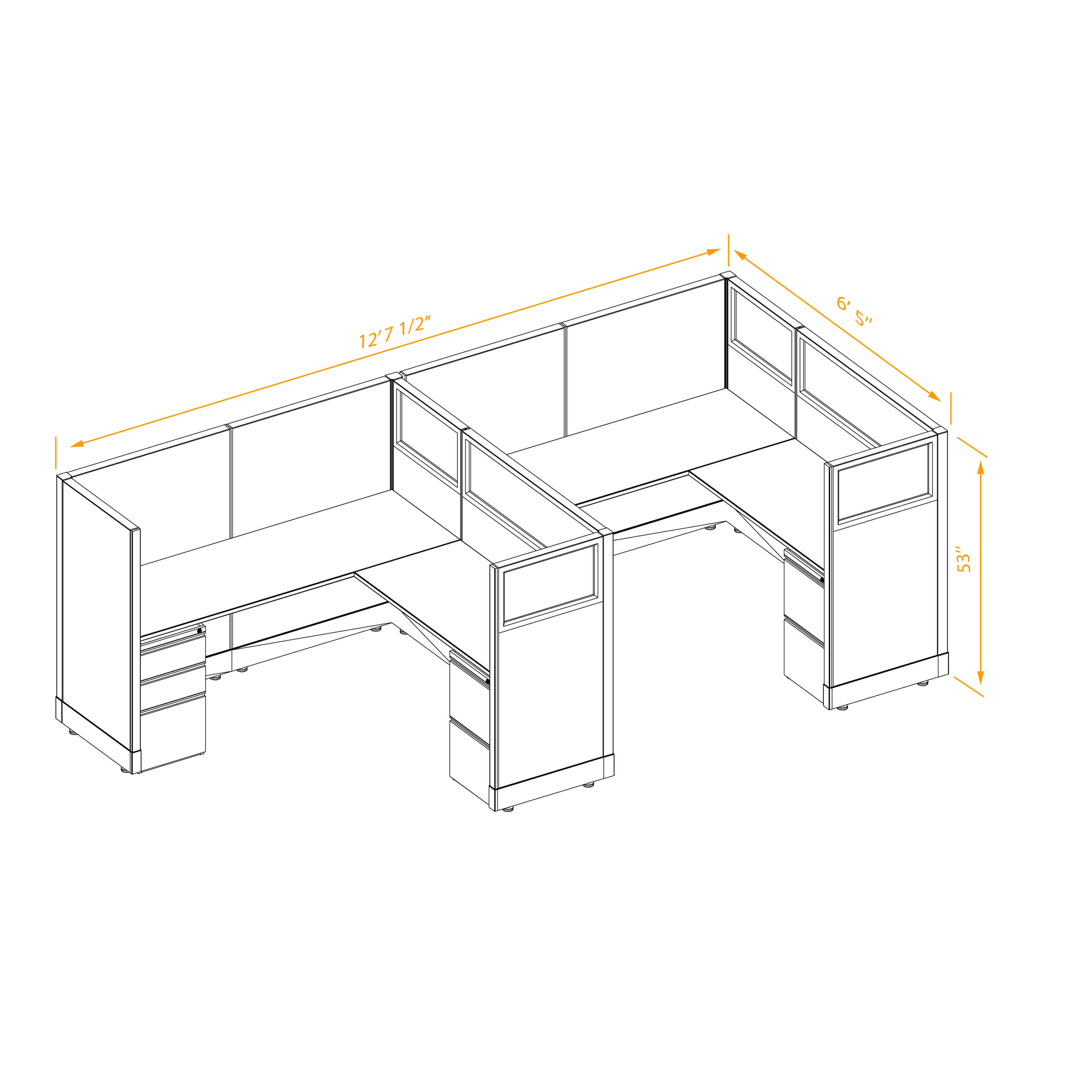Office workstations 53h with partial glass panels unpowered CUB 2I 53 NP 66 PGL ESP WH PSO2 Office workstations 53h with partial glass panels unpowered CUB 2I 53 NP 66 PGL ESP WH PSO2