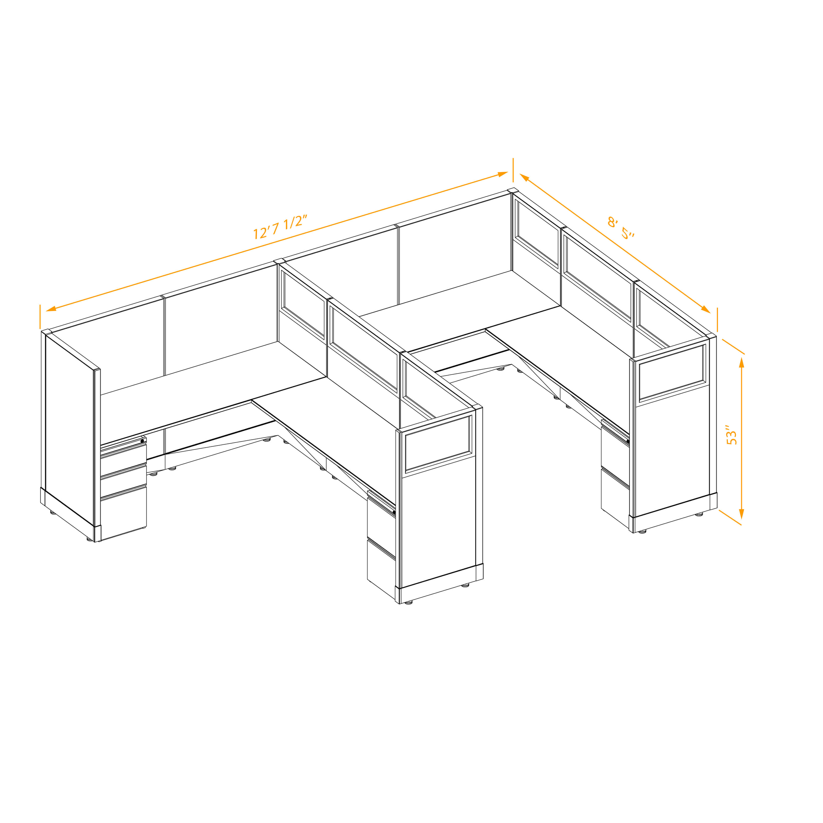Office workstations 53h with partial glass panels unpowered CUB 2I 53 NP 68 PGL ESP WH PSO2 Office workstations 53h with partial glass panels unpowered CUB 2I 53 NP 68 PGL ESP WH PSO2