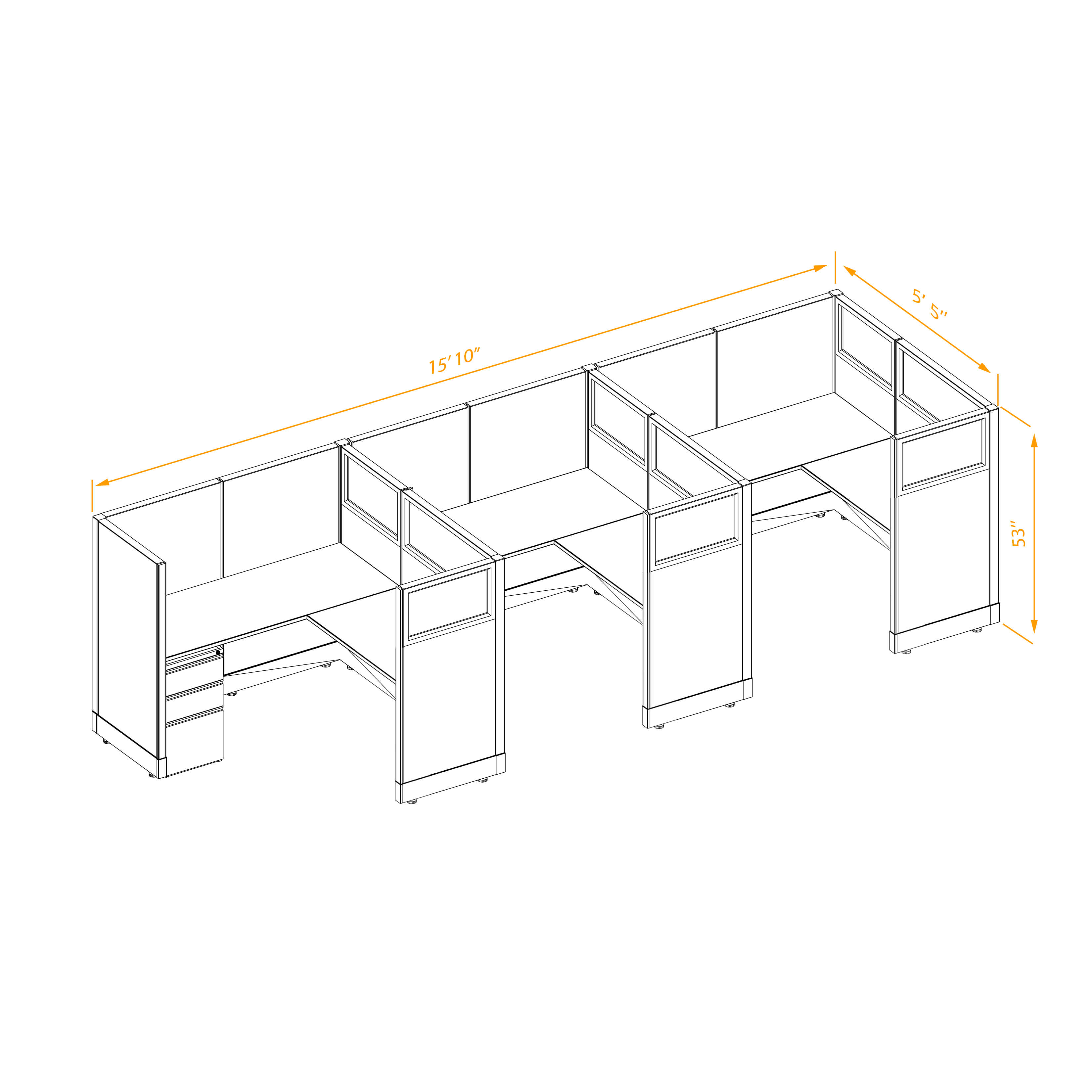 Office workstations 53h with partial glass panels unpowered CUB 3I 53 NP 55 PGL ESP WH PSO2 Office workstations 53h with partial glass panels unpowered CUB 3I 53 NP 55 PGL ESP WH PSO2