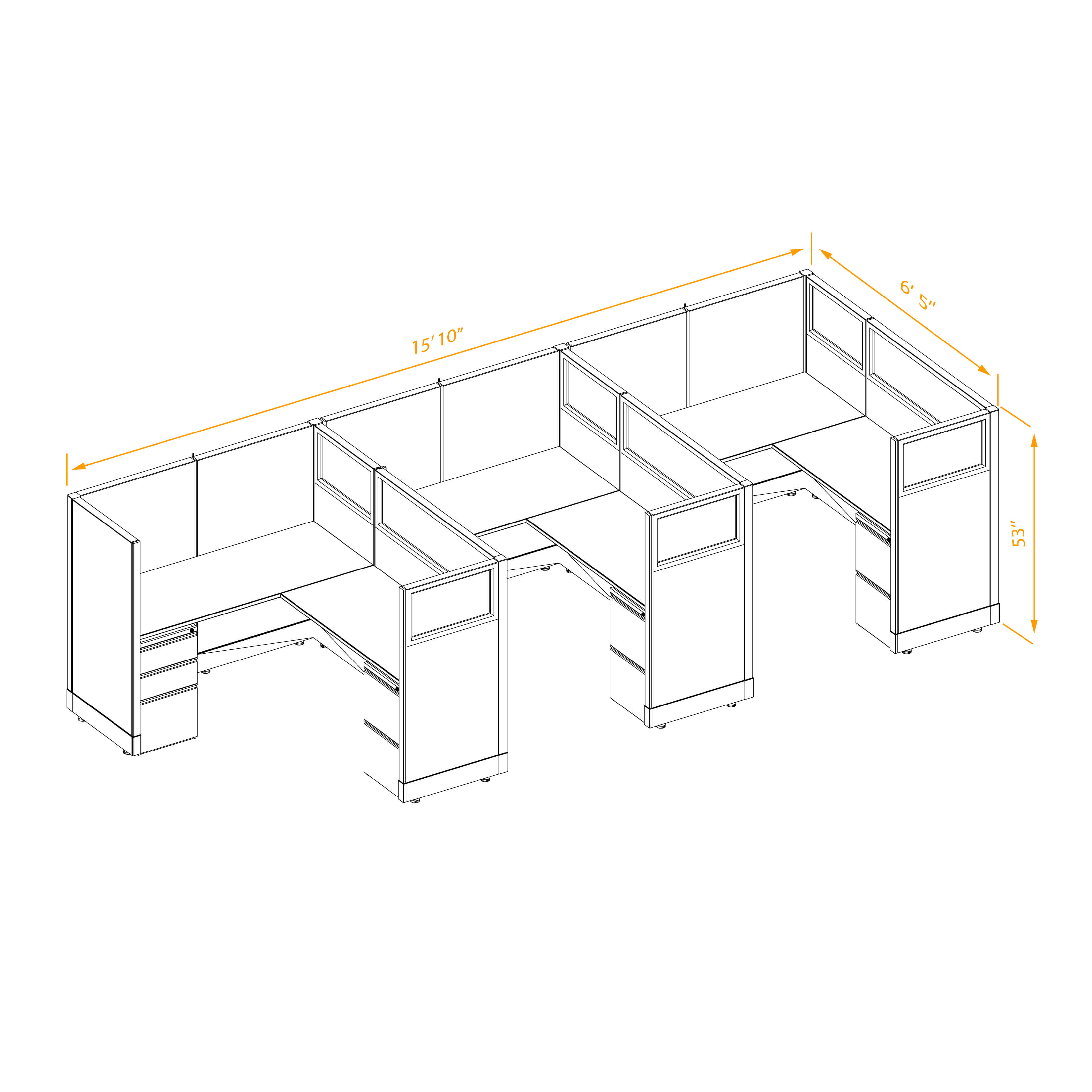 Office workstations 53h with partial glass panels unpowered CUB 3I 53 NP 56 PGL ESP WH PSO2 Office workstations 53h with partial glass panels unpowered CUB 3I 53 NP 56 PGL ESP WH PSO2