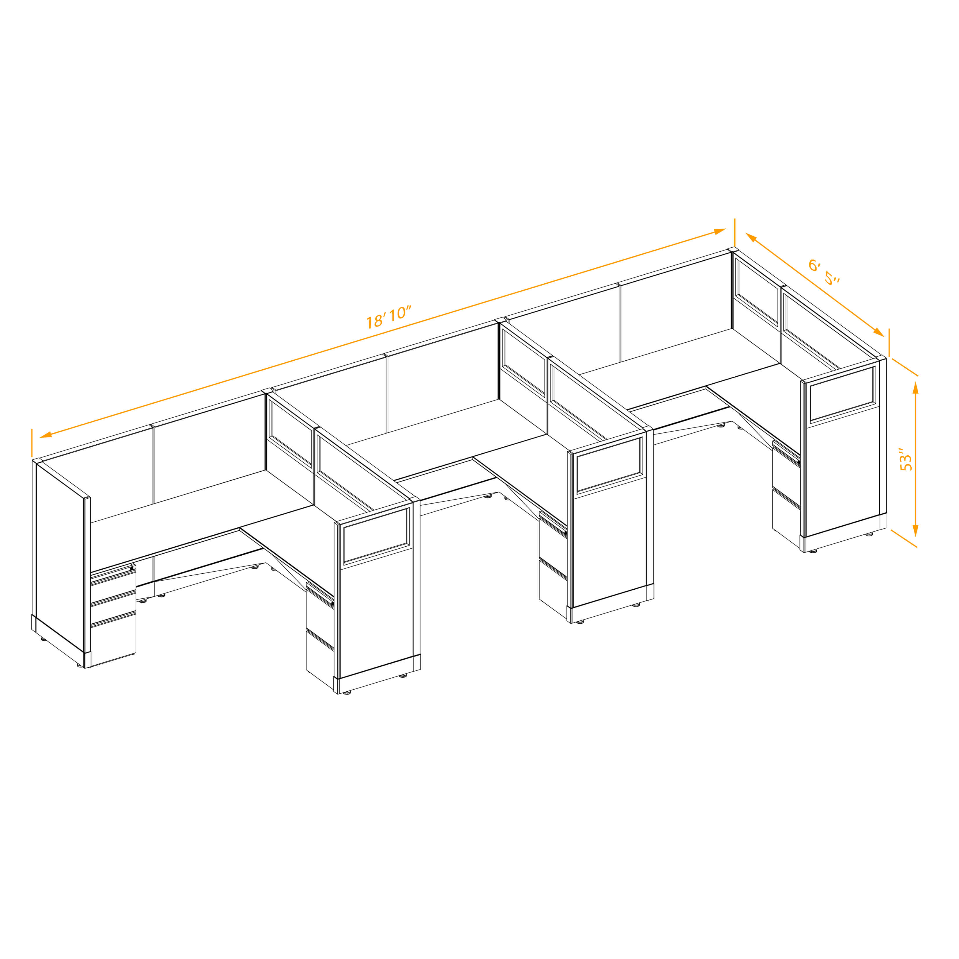 Office workstations 53h with partial glass panels unpowered CUB 3I 53 NP 66 PGL ESP WH PSO2 Office workstations 53h with partial glass panels unpowered CUB 3I 53 NP 66 PGL ESP WH PSO2