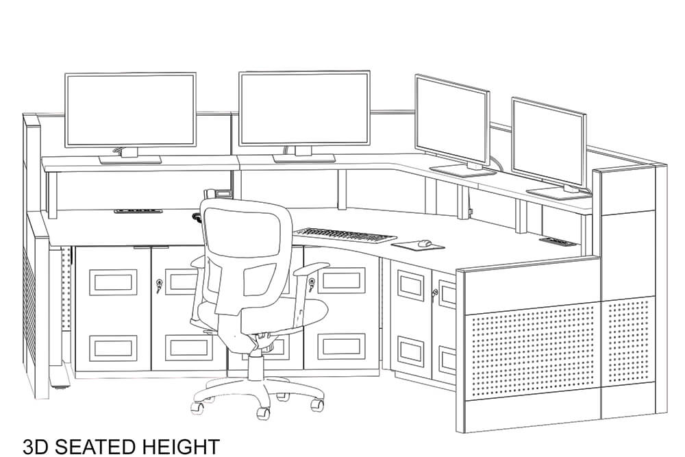 O2 120 ha control room console height adjustable drawing seated