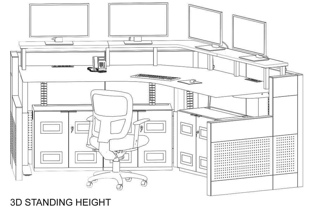 O2 120 ha control room console height adjustable drawing standing
