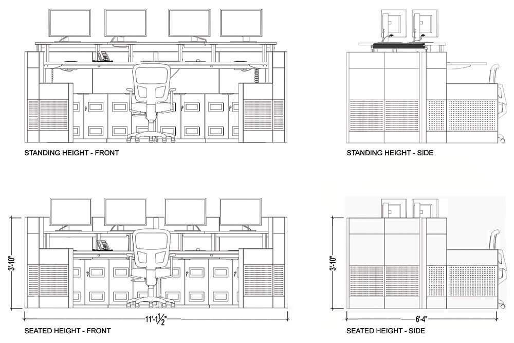 O2 120 ha control room console height adjustable drawings