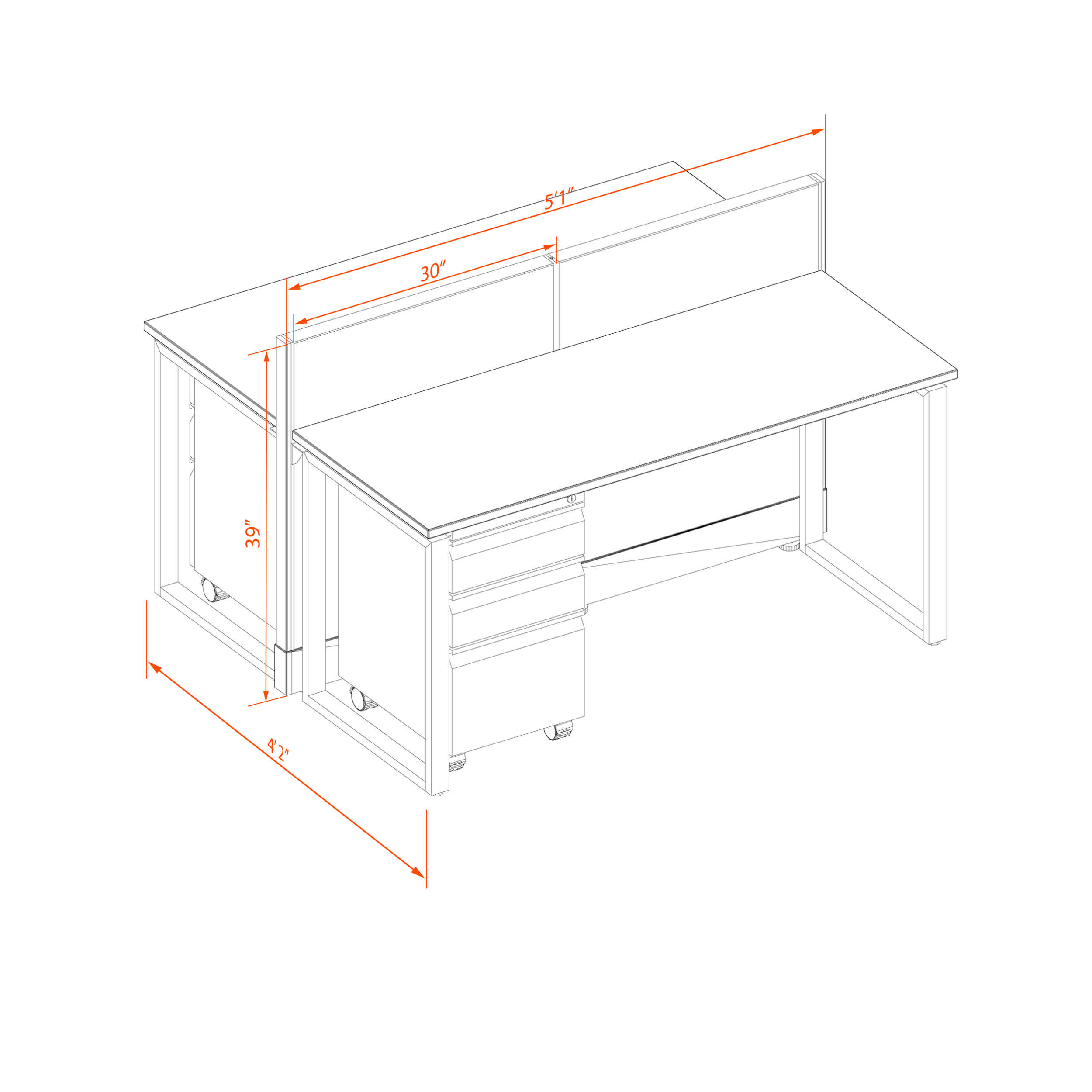 Office benching systems 39h unpowered 52 Office benching systems 39h unpowered 52