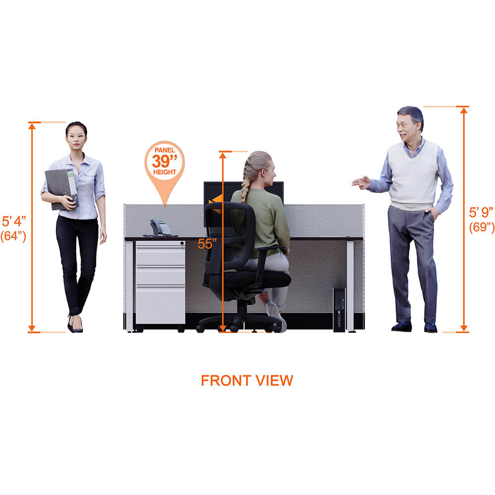 Office benching front view heights Office benching front view heights