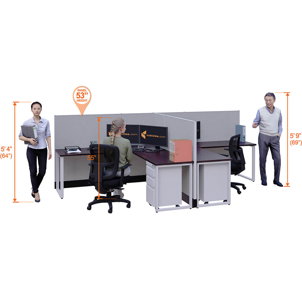 Open plan workstation 53h 2pack t cluster perspective heights Open plan workstation 53h 2pack t cluster perspective heights