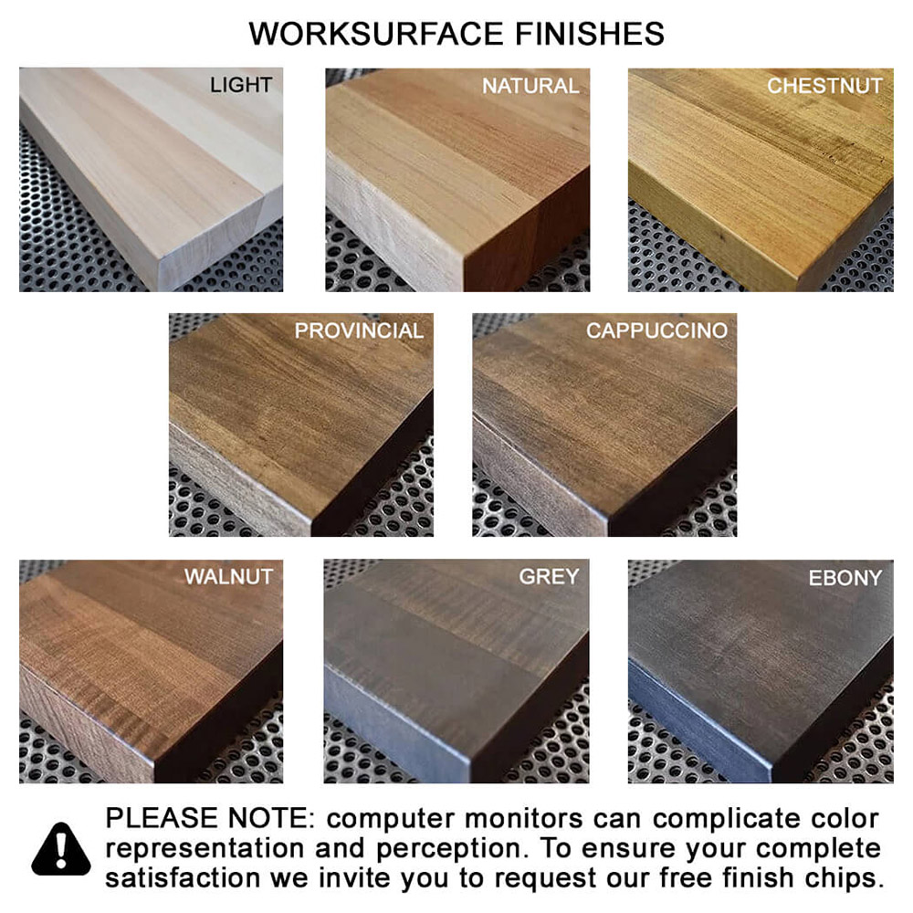 Industrial reception desk with lateral and front open transaction color swatch Industrial reception desk with lateral and front open transaction color swatch