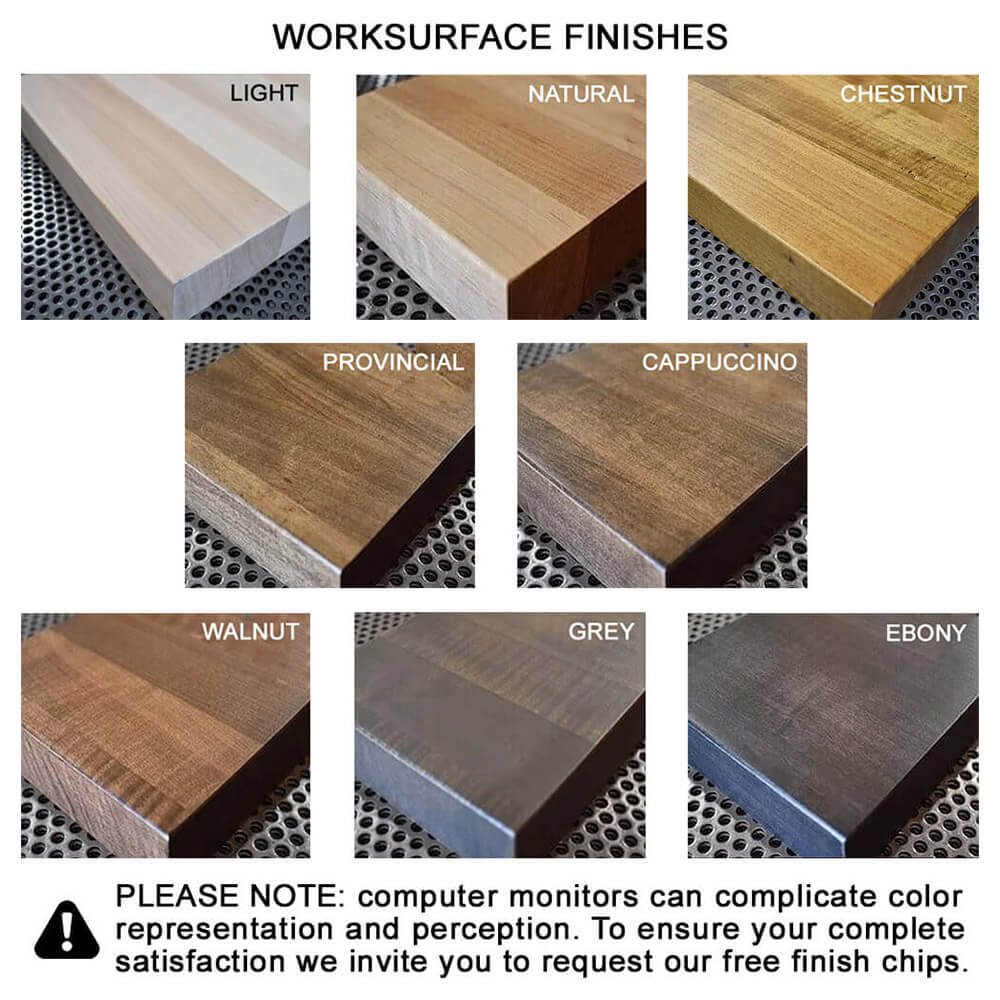 Industrial reception desk with return perforated front color swatch Industrial reception desk with return perforated front color swatch