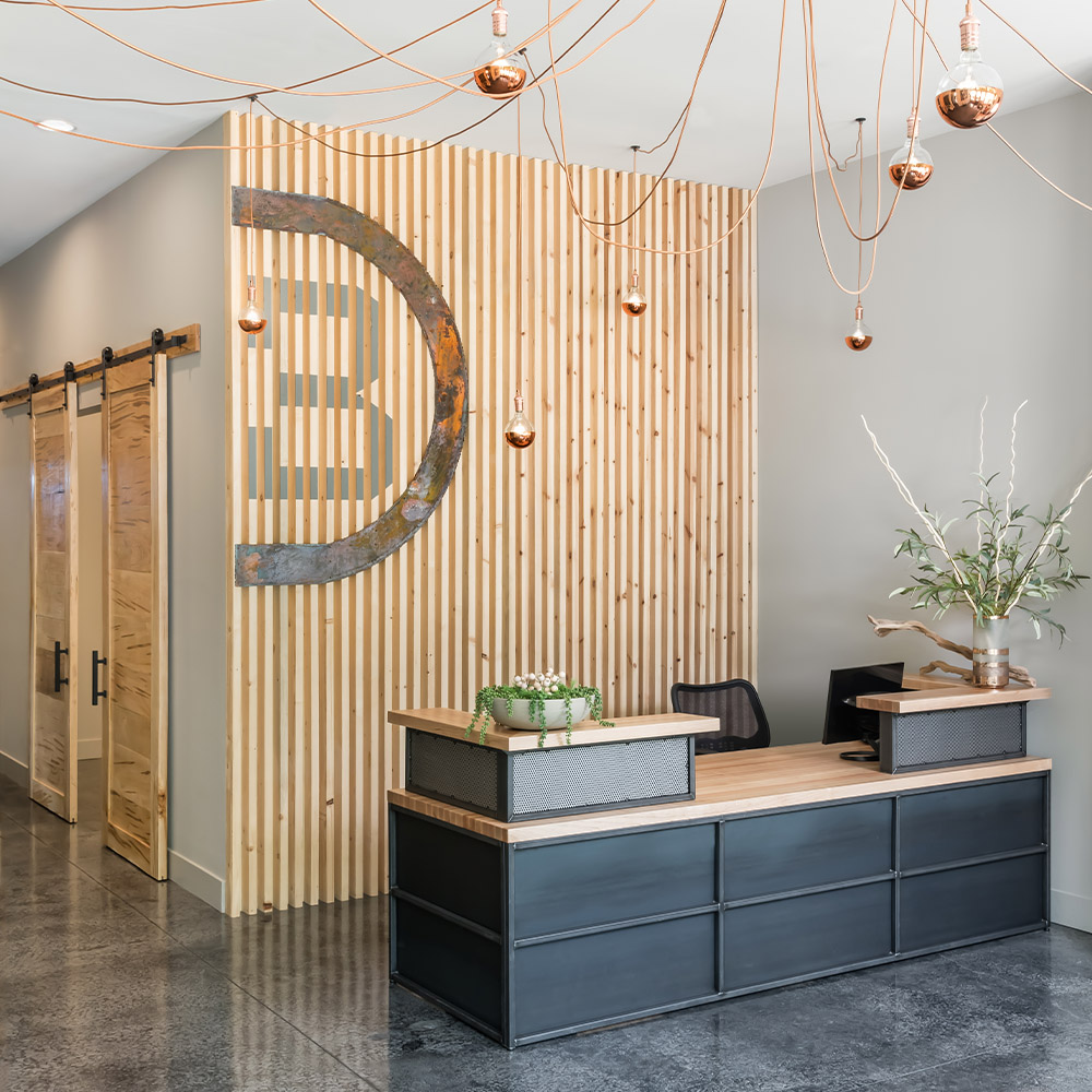 Urban industrial reception desk environmental Urban industrial reception desk environmental