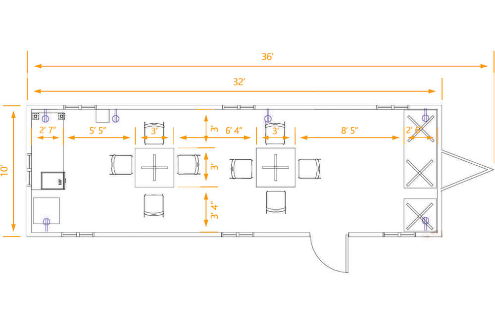 Breakroom trailer floor plan square tables Breakroom trailer floor plan square tables