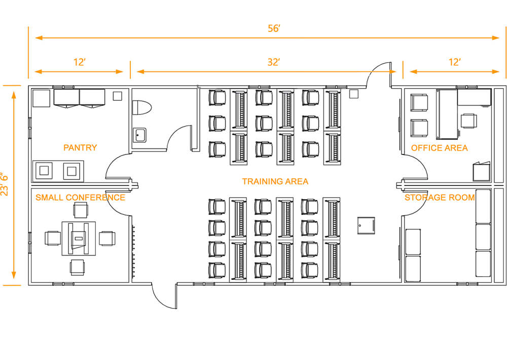 Training trailer top view dimensions Training trailer top view dimensions