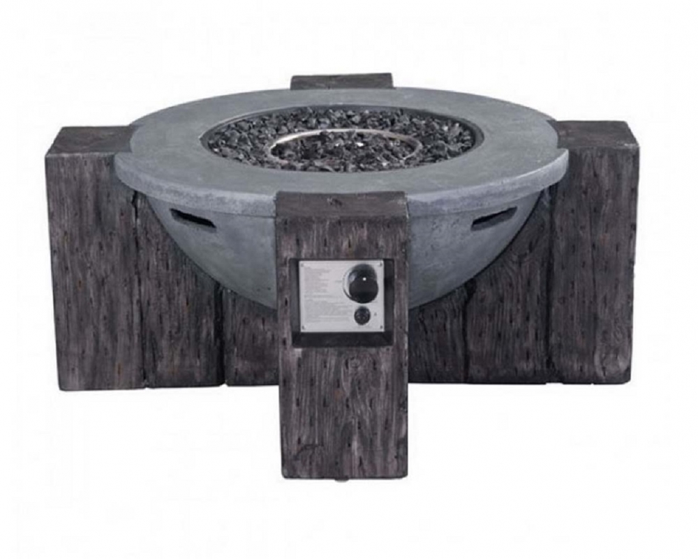 Propane stone fire pit front view Propane stone fire pit front view