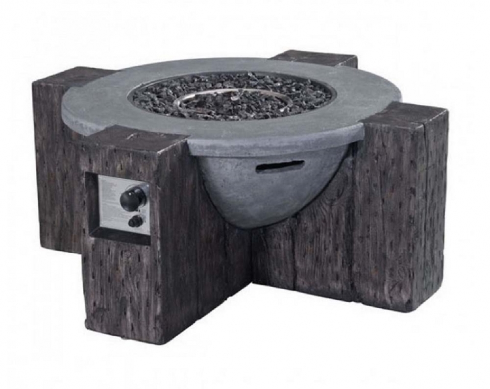 Propane stone fire pit rear view Propane stone fire pit rear view