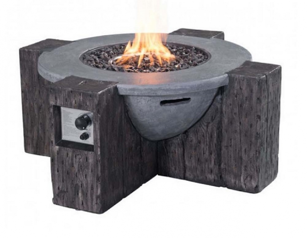 Propane stone fire pit side view Propane stone fire pit side view