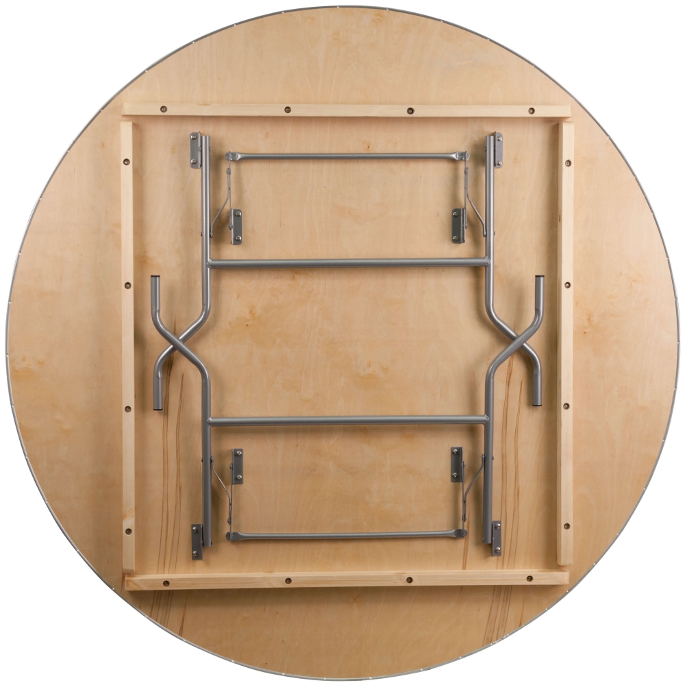 Round folding banquet table bottom view Round folding banquet table bottom view