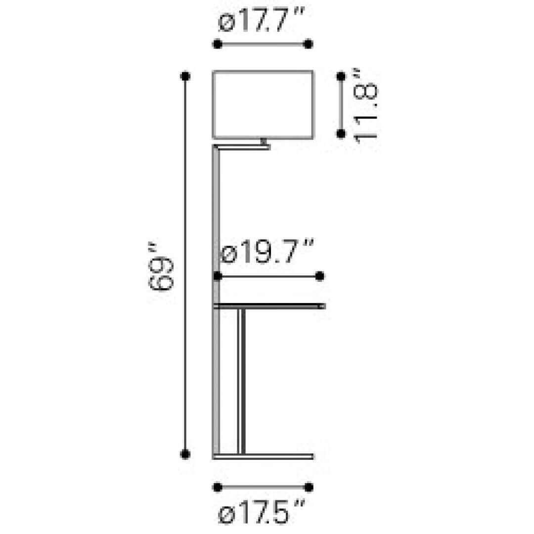 Shelf floor lamp dimensions view Shelf floor lamp dimensions view