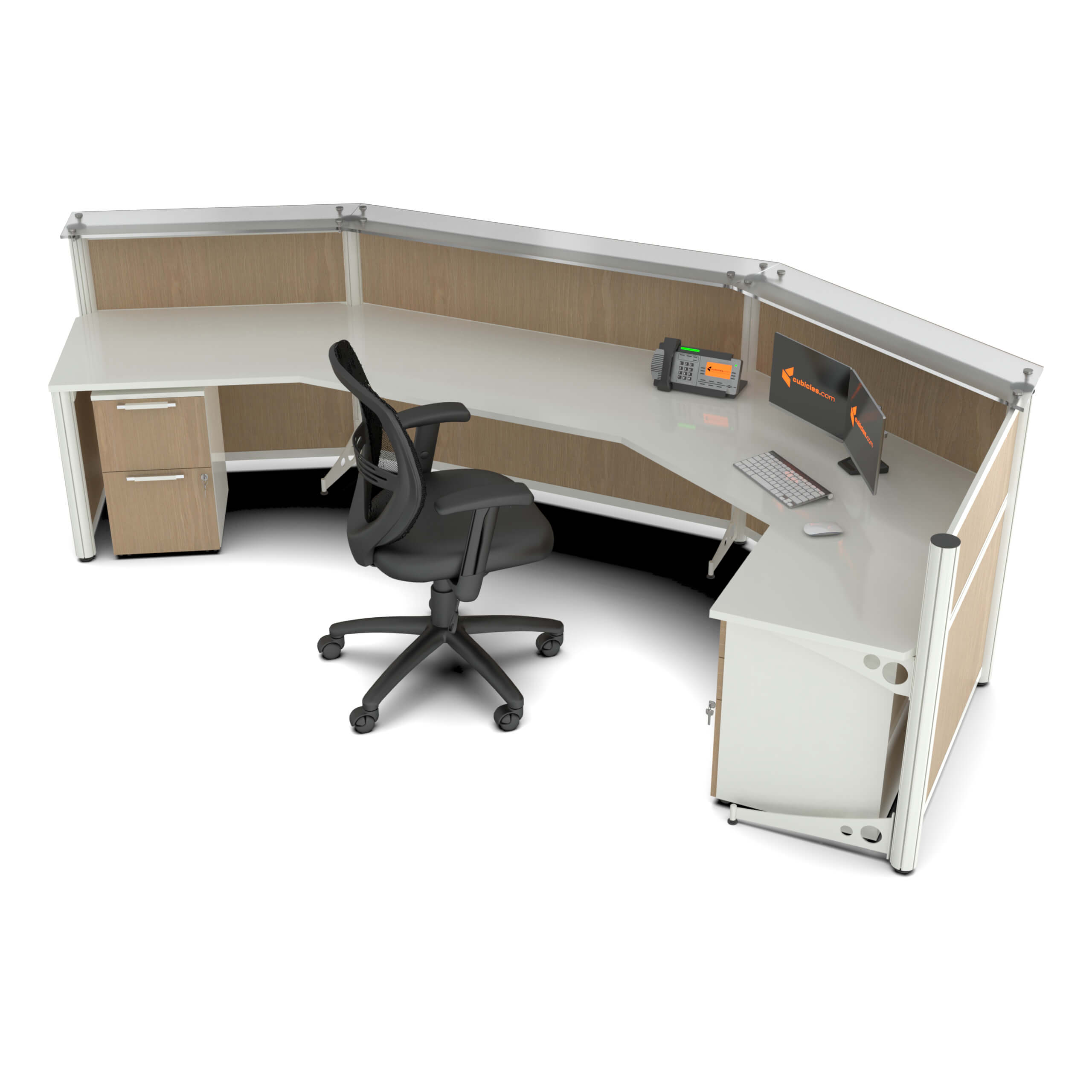 Angularglass office reception desk top view Angularglass office reception desk top view