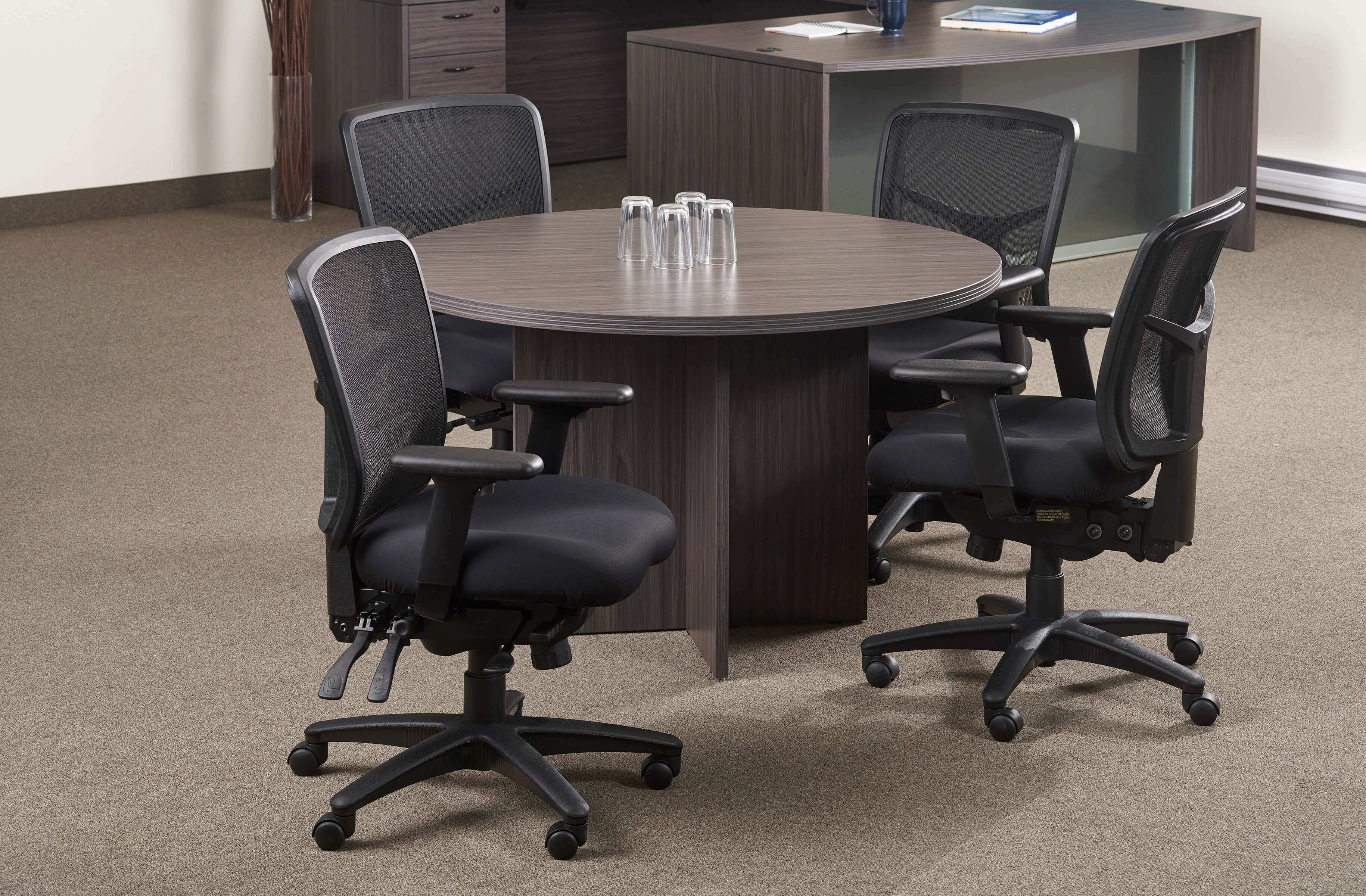 Conference room tables meeting tables contemporary round table slate grey space view 1 2 Conference room tables meeting tables contemporary round table slate grey space view 1 2