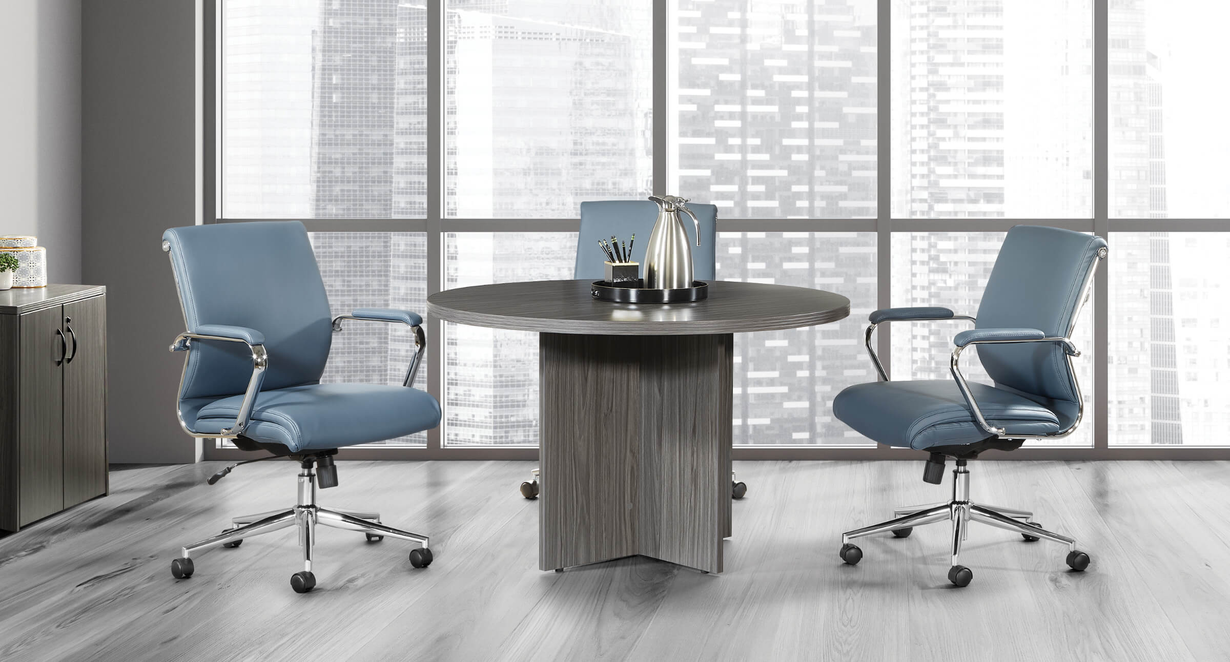 Conference room tables meeting tables contemporary round table slate urban walnut view 3 1 Conference room tables meeting tables contemporary round table slate urban walnut view 3 1