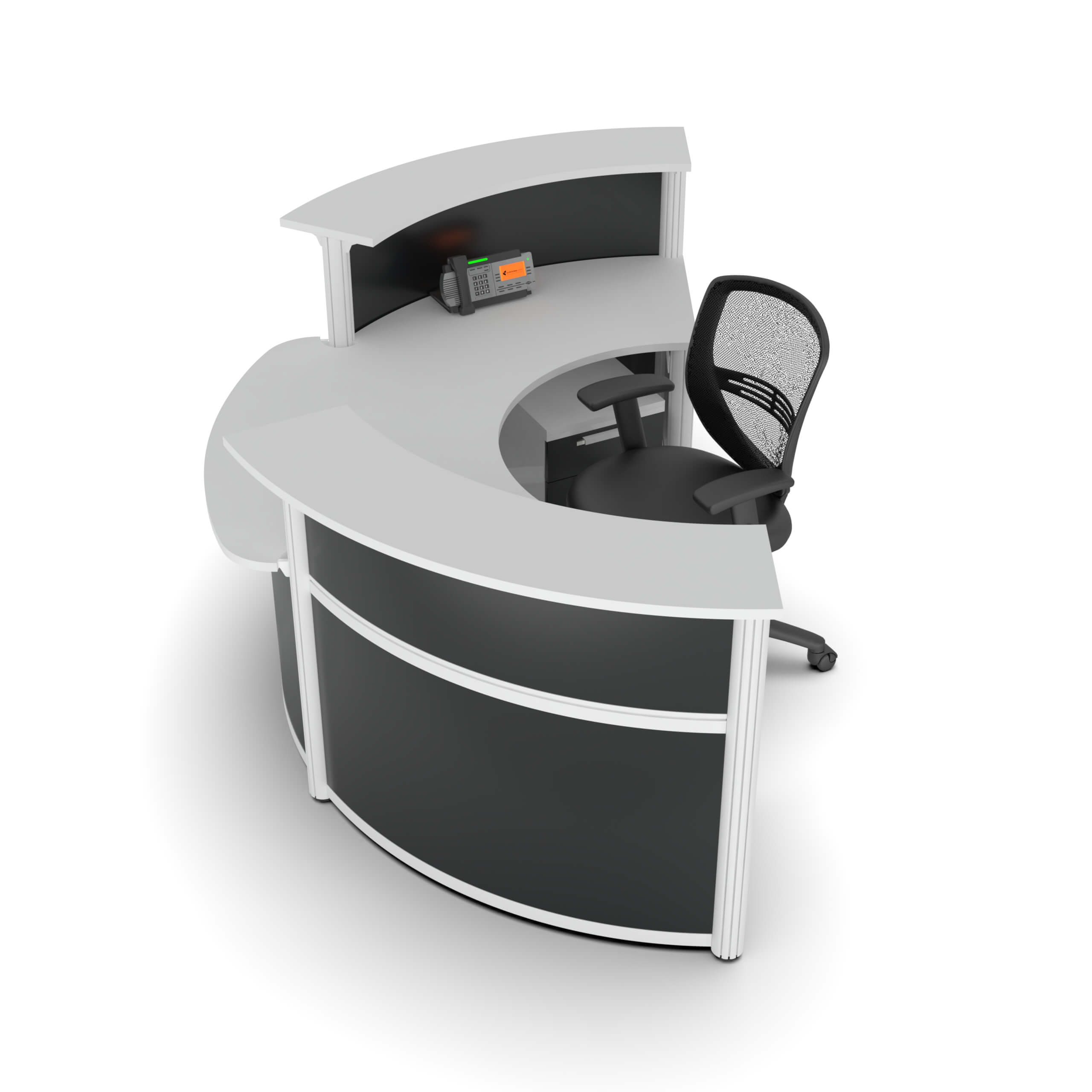 Curved round ada reception desk top lateral view 1 Curved round ada reception desk top lateral view 1