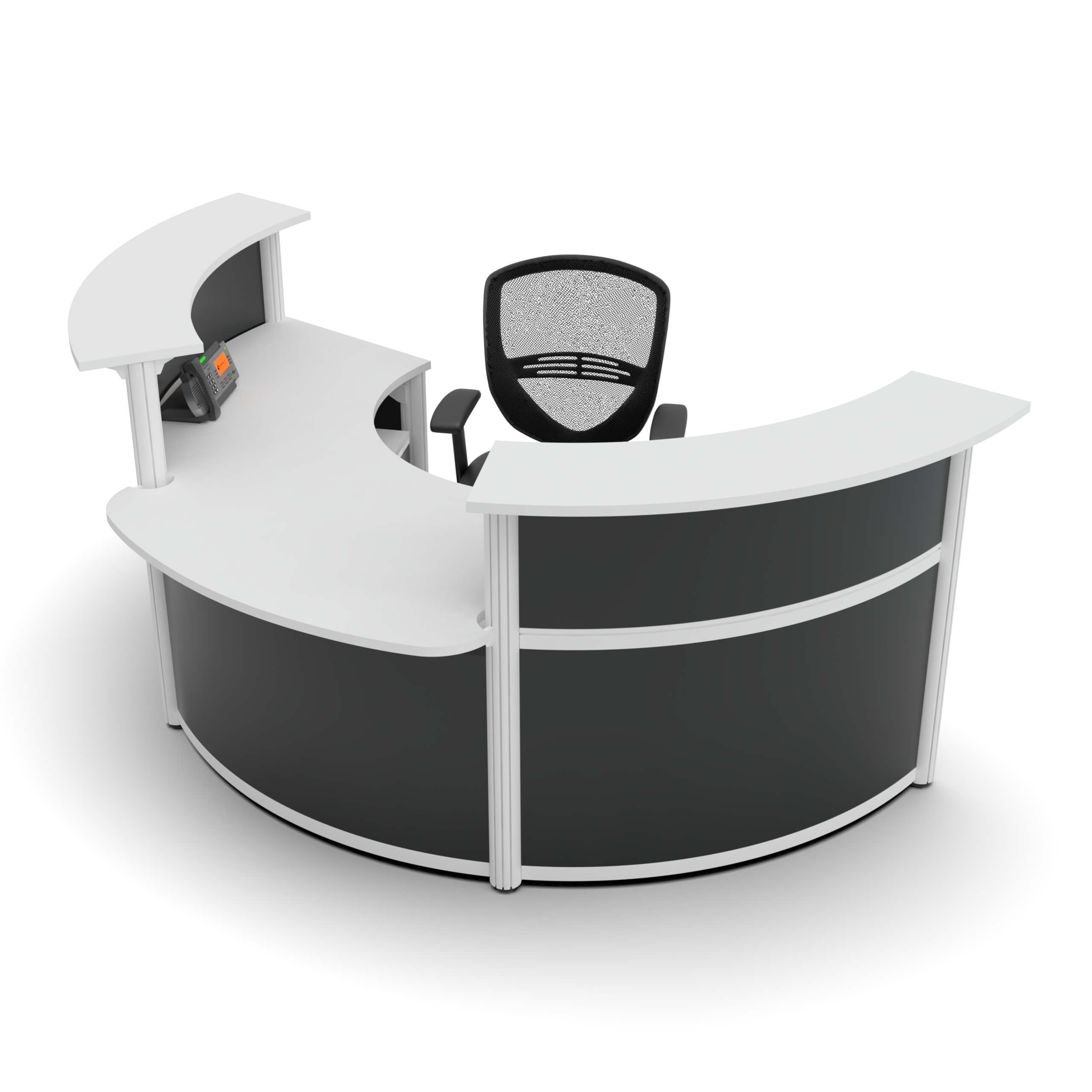 Curved round ada reception desk top left lateral view 1 Curved round ada reception desk top left lateral view 1