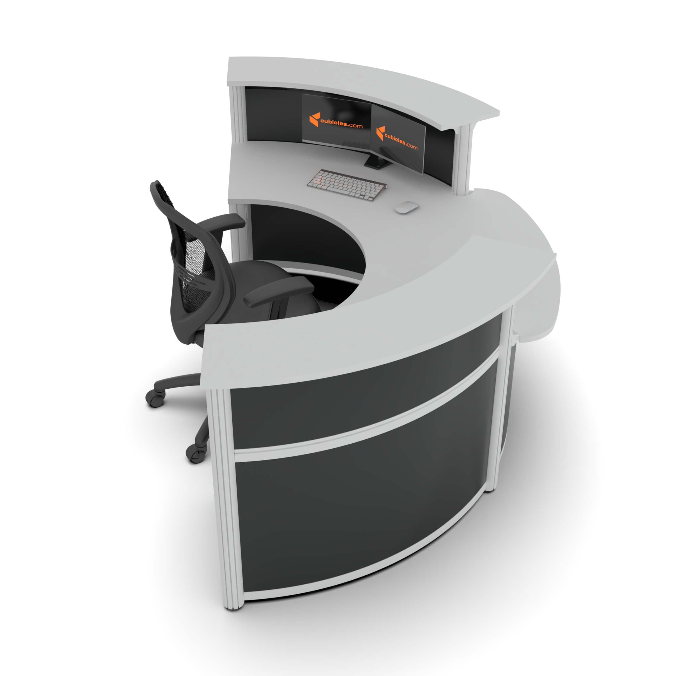 Curved round ada reception desk top right lateral view 1 Curved round ada reception desk top right lateral view 1