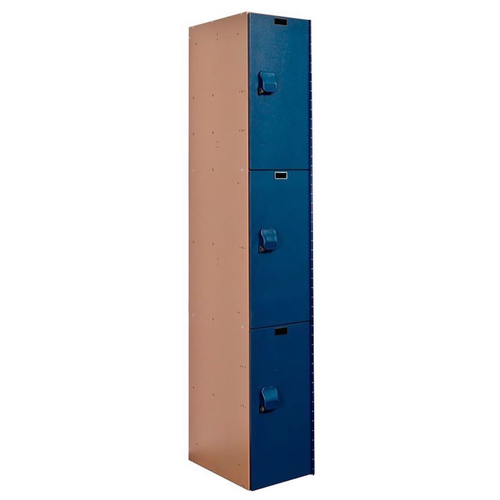 Employee lockers laminate lockers plastic locker taupe body and deep blue doors 1W 3T Employee lockers laminate lockers plastic locker taupe body and deep blue doors 1W 3T