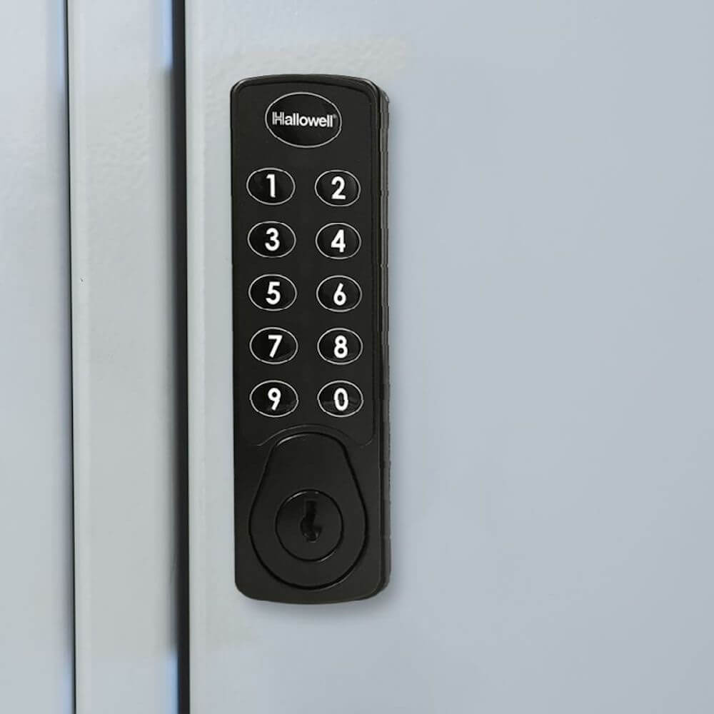 Employee lockers metal lockers laptop locker 1W 3T keypad close up view Employee lockers metal lockers laptop locker 1W 3T keypad close up view