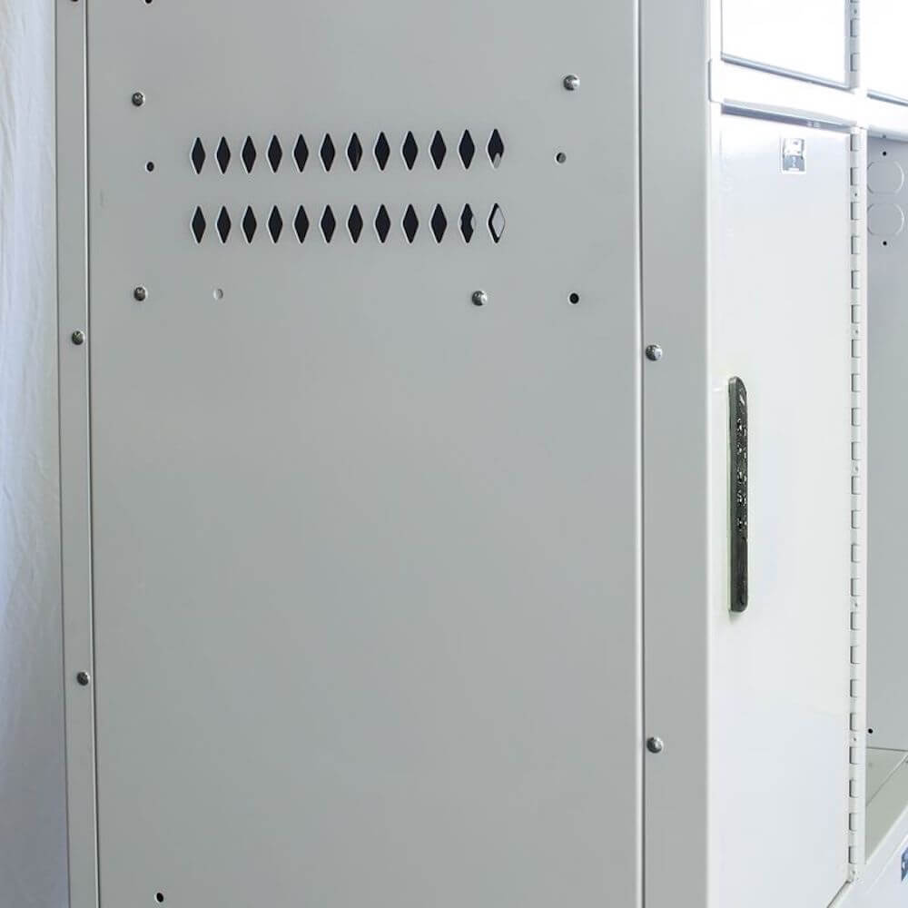Employee lockers metal lockers laptop locker 3W 3T ventils side close up Employee lockers metal lockers laptop locker 3W 3T ventils side close up