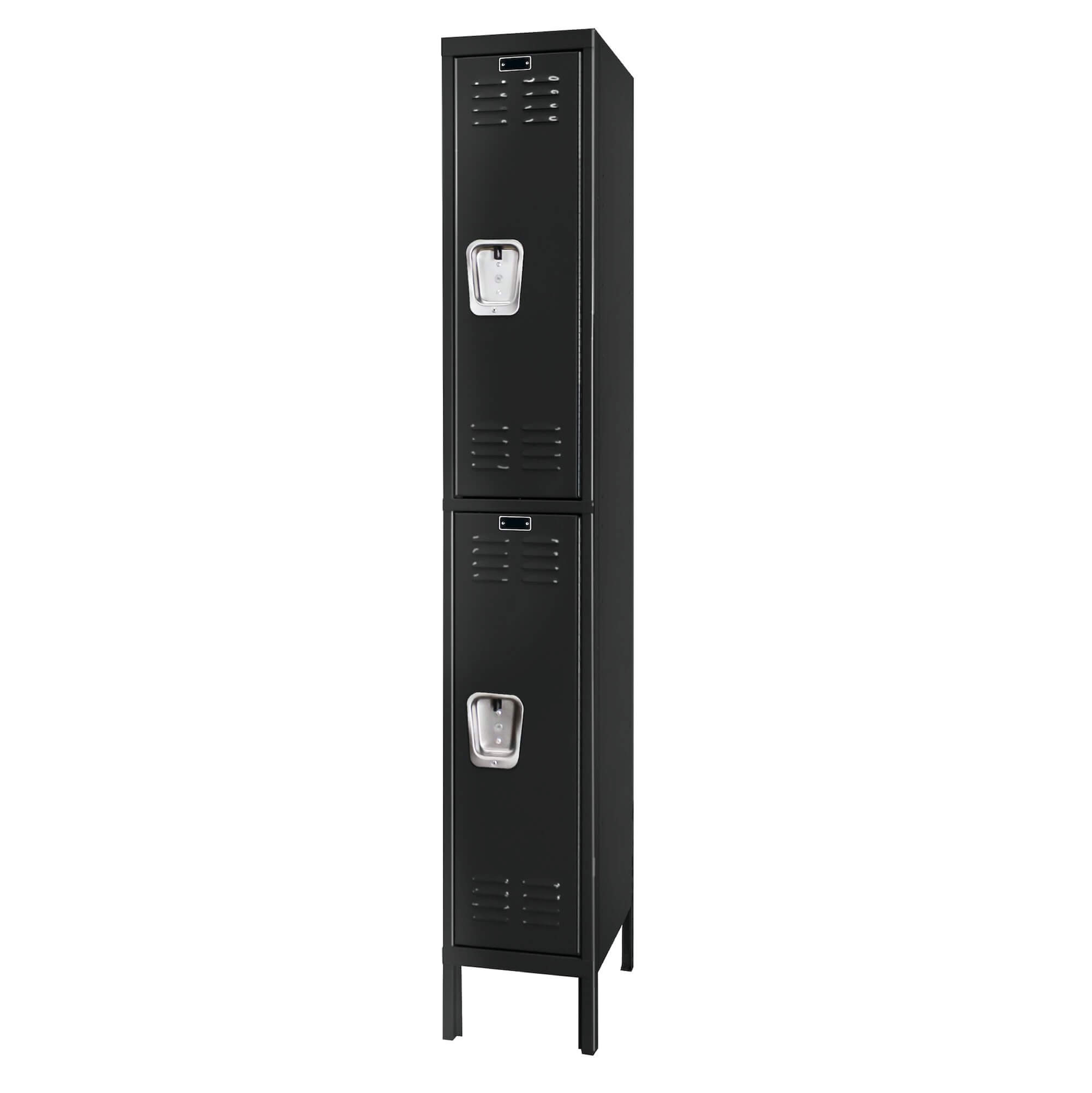 Employee lockers metal lockers patriot series wardrobe lockers 1w 2t black angle view Employee lockers metal lockers patriot series wardrobe lockers 1w 2t black angle view