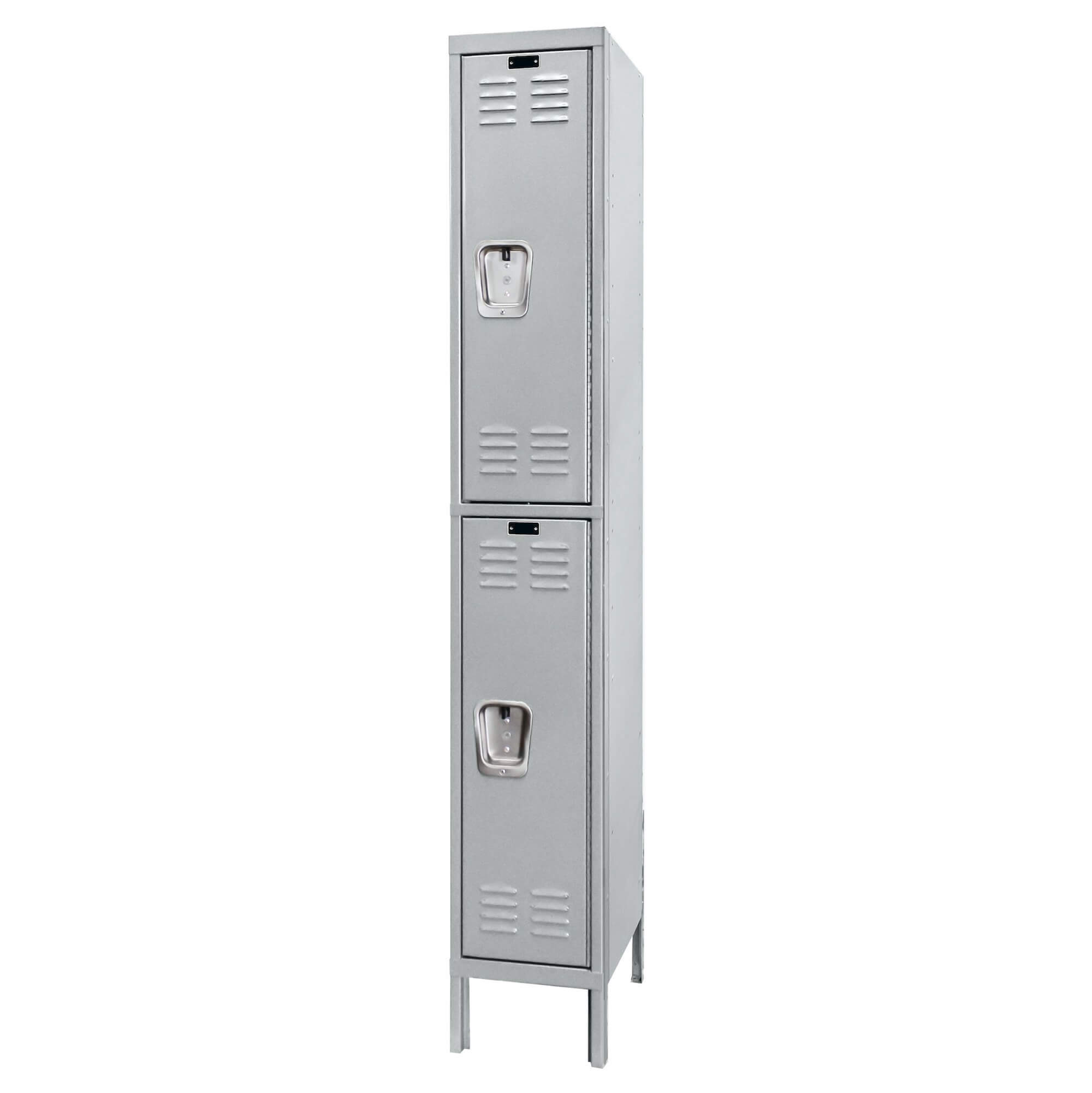 Employee lockers metal lockers patriot series wardrobe lockers 1w 2t light gray angle view Employee lockers metal lockers patriot series wardrobe lockers 1w 2t light gray angle view