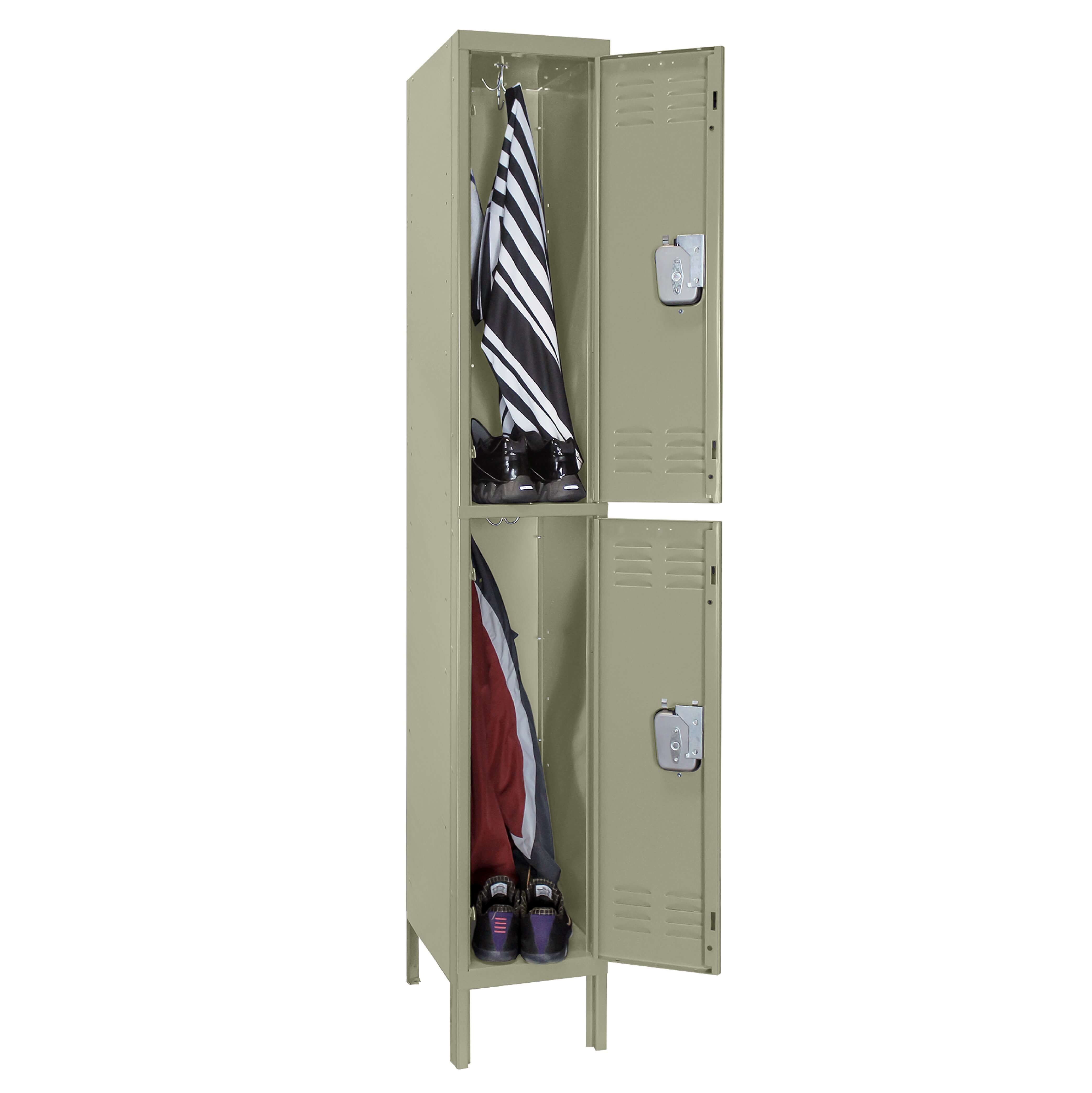 Employee lockers metal lockers patriot series wardrobe lockers 1w 2t open angle view Employee lockers metal lockers patriot series wardrobe lockers 1w 2t open angle view