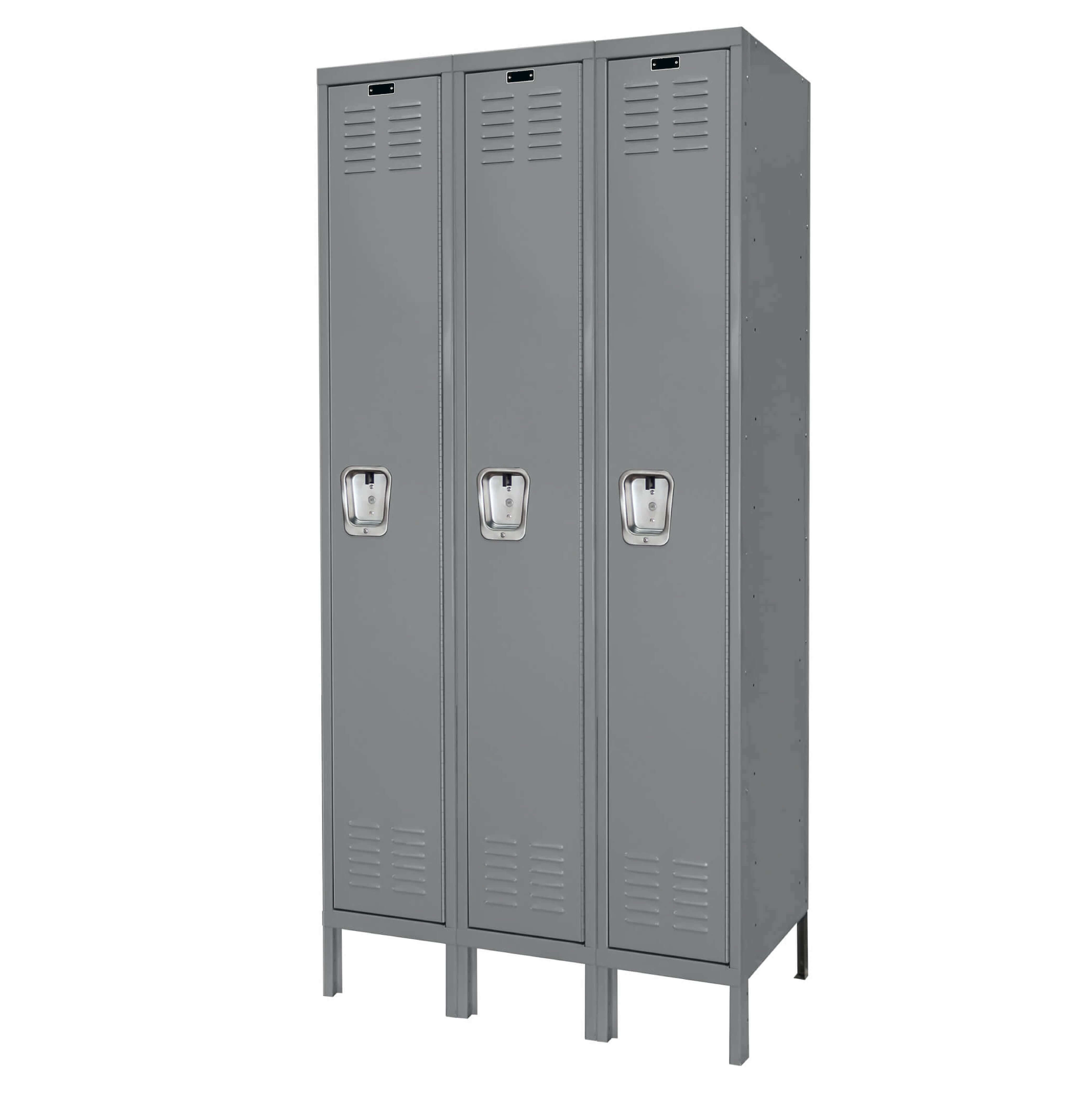 Employee lockers metal lockers patriot series wardrobe lockers 3w 1t dark gray angle view Employee lockers metal lockers patriot series wardrobe lockers 3w 1t dark gray angle view