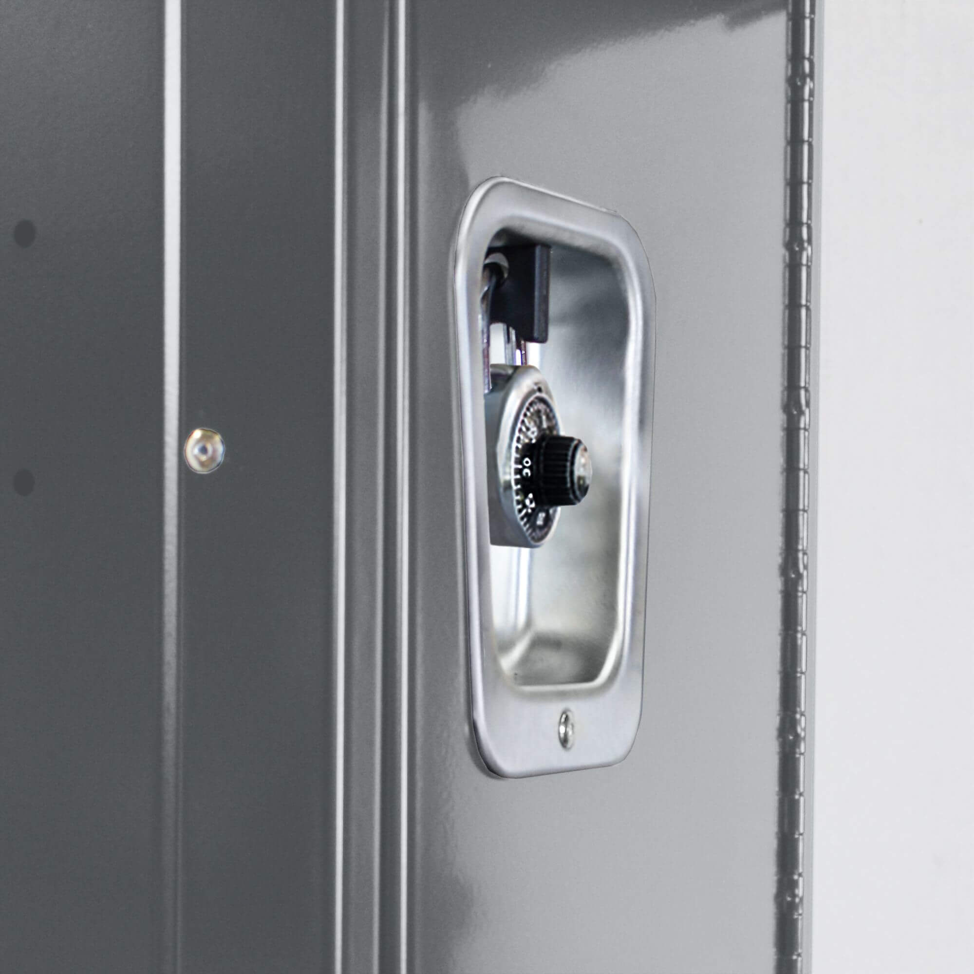 Employee lockers metal lockers wardrobe lockers 1w 1t light gray lock close up 1 Employee lockers metal lockers wardrobe lockers 1w 1t light gray lock close up 1
