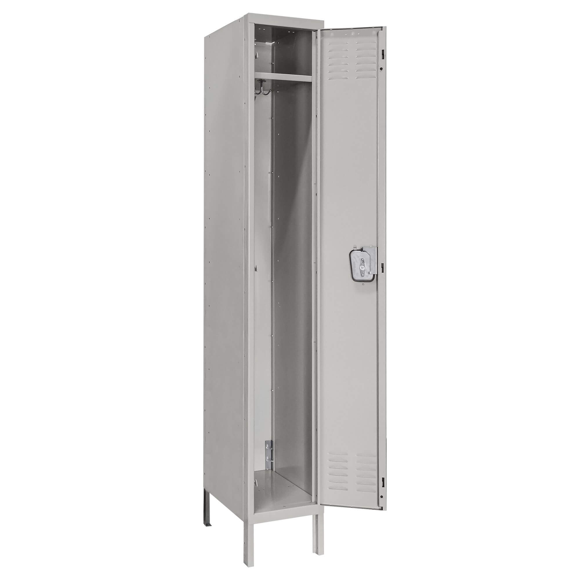 Employee lockers metal lockers wardrobe lockers 1w 1t light gray open angle view b Employee lockers metal lockers wardrobe lockers 1w 1t light gray open angle view b