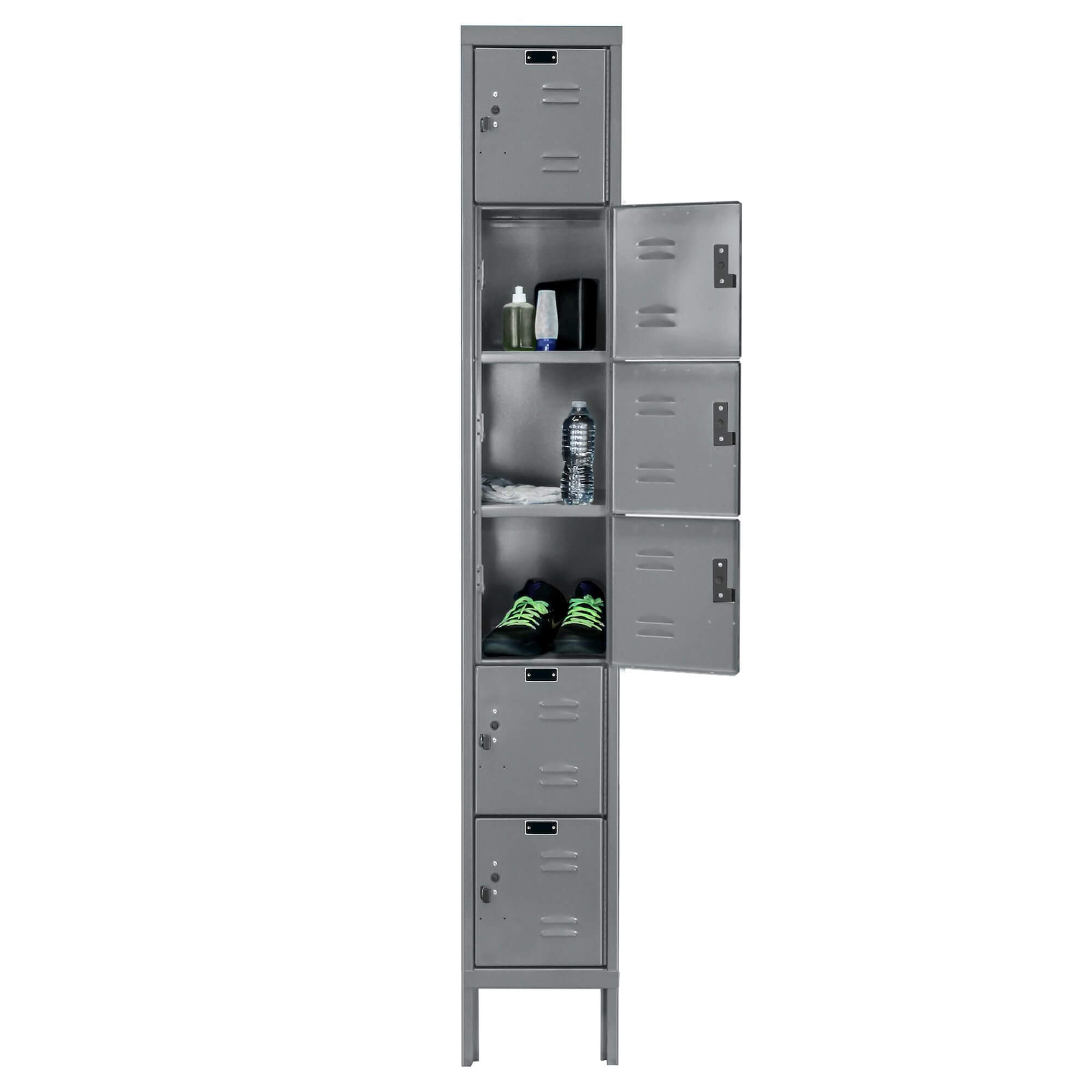 Employee lockers metal lockers wardrobe lockers 1w 6t dark gray open front view Employee lockers metal lockers wardrobe lockers 1w 6t dark gray open front view
