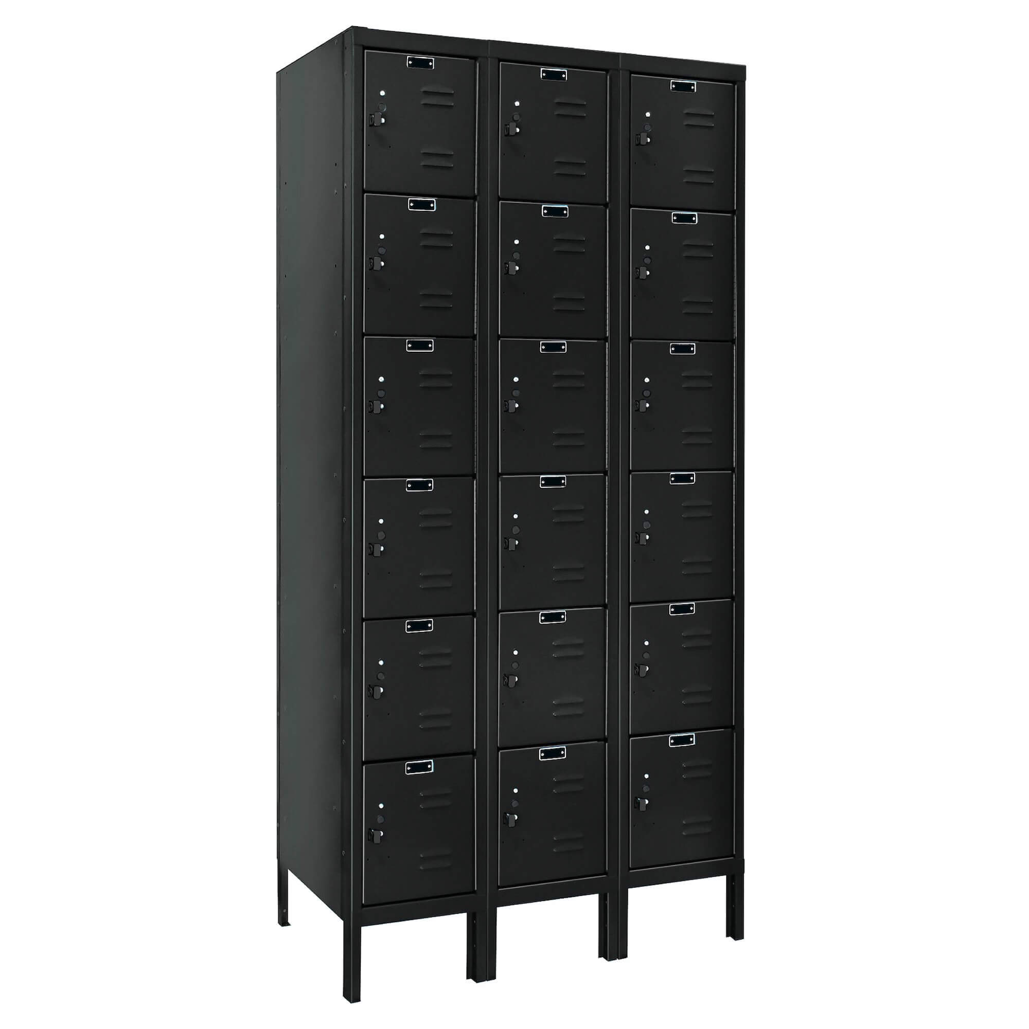 Employee lockers metal lockers wardrobe lockers 3w 6t black angle view left Employee lockers metal lockers wardrobe lockers 3w 6t black angle view left