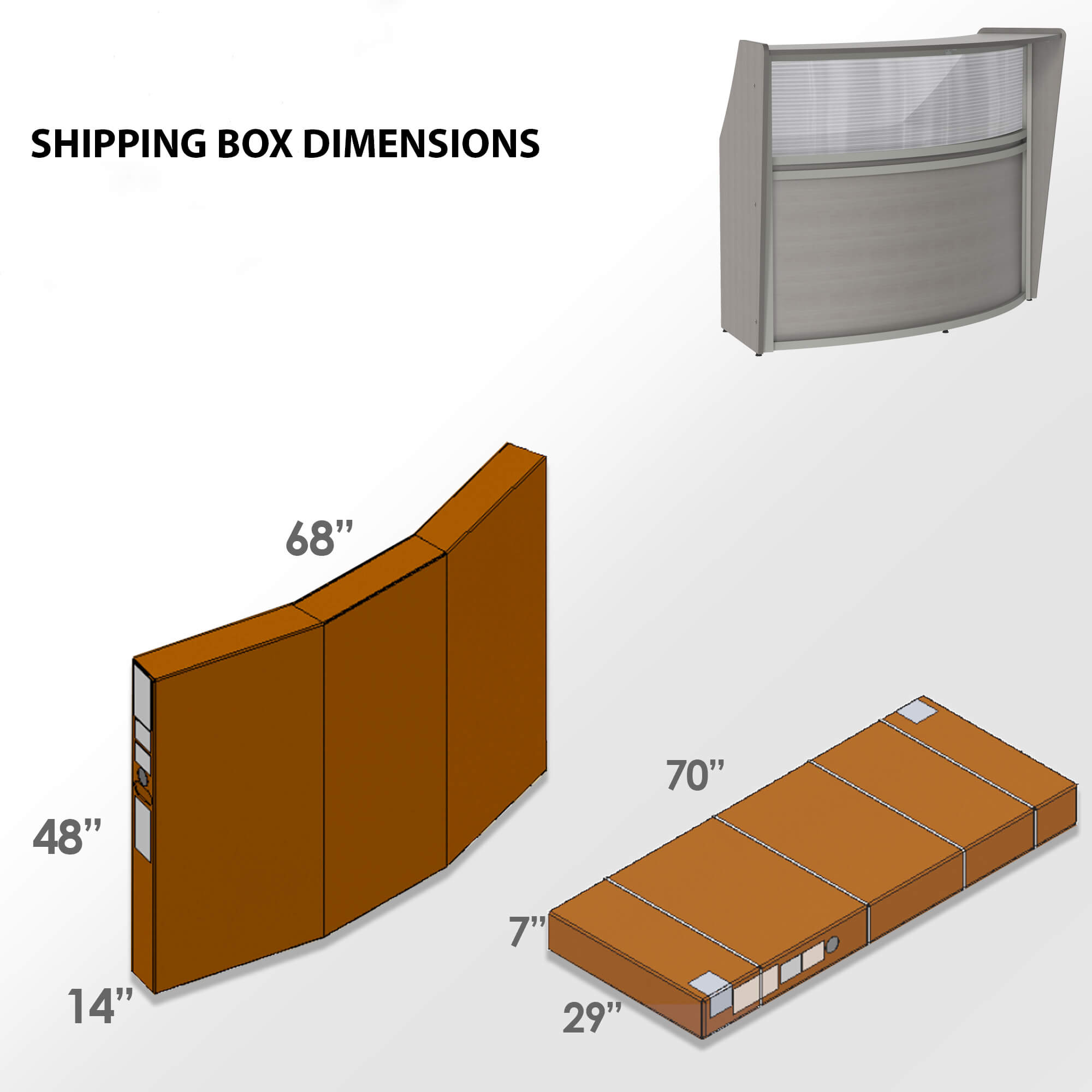 Li1 curved reception desk shipping dimension Li1 curved reception desk shipping dimension
