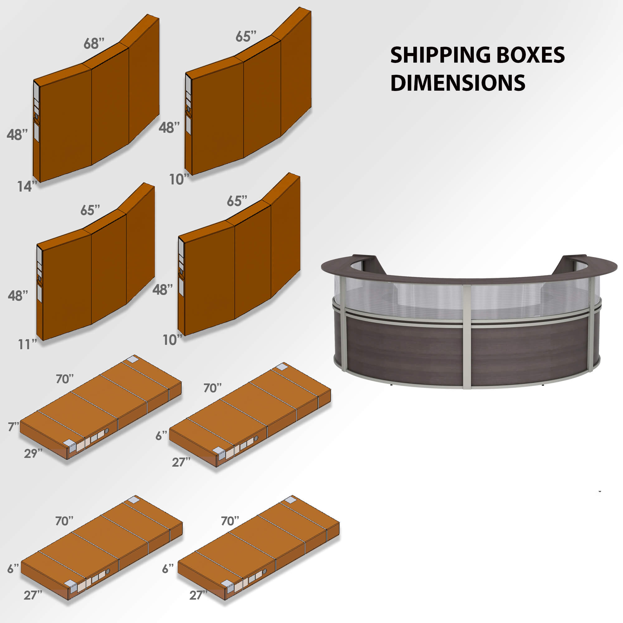 Li1 semi circular reception desk shipping dimensions Li1 semi circular reception desk shipping dimensions