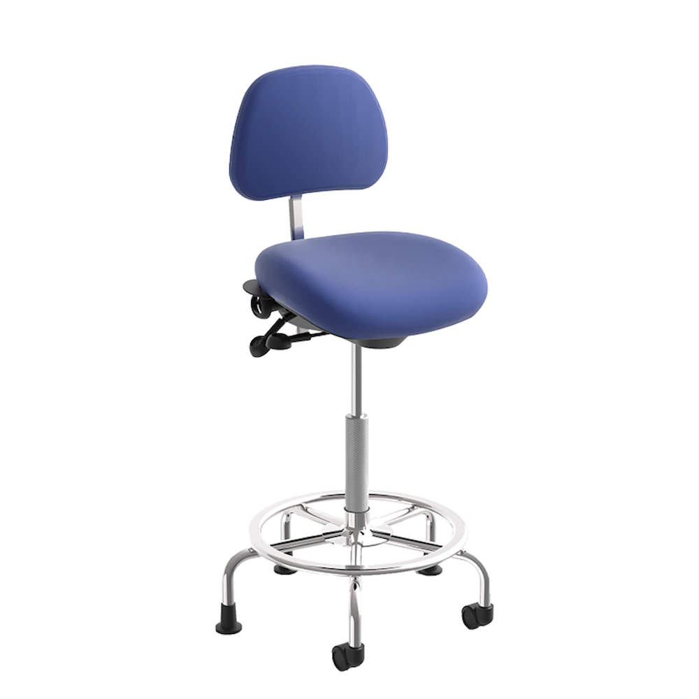 Office chair for standing desk ergonomic stool for standing desks medical stool with backrest bright blue angle view 1 Office chair for standing desk ergonomic stool for standing desks medical stool with backrest bright blue angle view 1