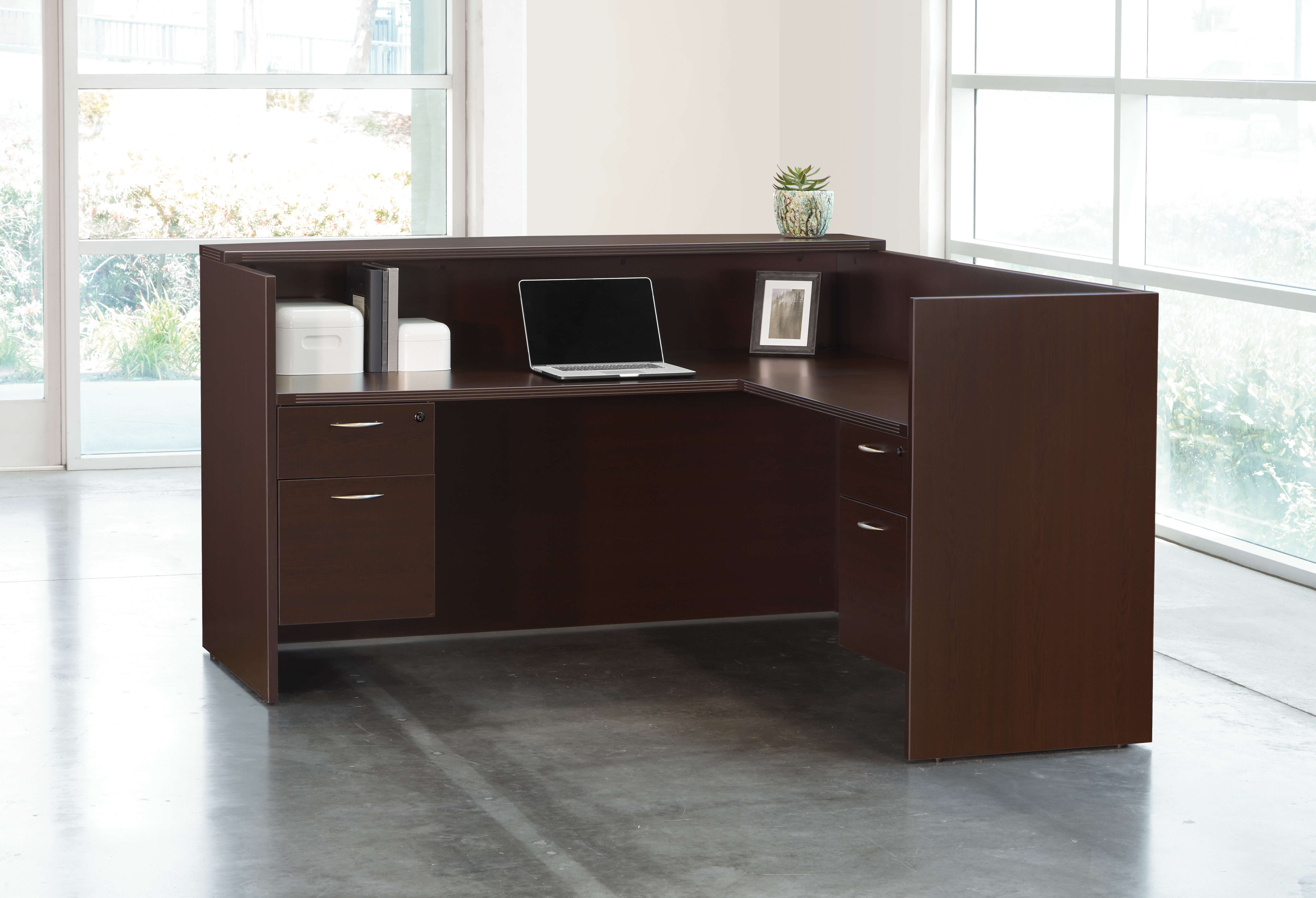 Office reception desk straight reception desk contemporary office reception desk espresso internal view 1 Office reception desk straight reception desk contemporary office reception desk espresso internal view 1