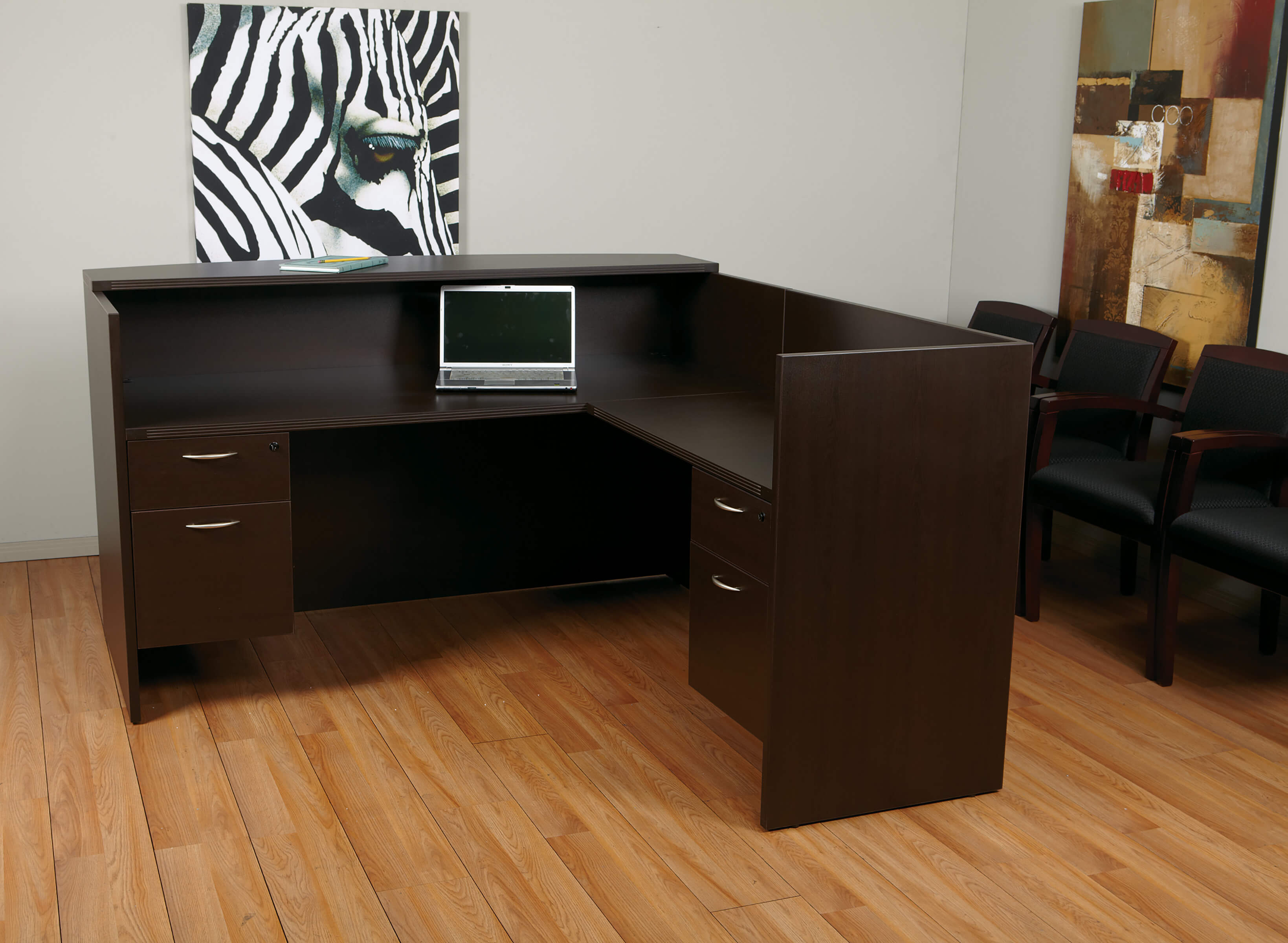 Office reception desk straight reception desk contemporary office reception desk espresso internal view 2 Office reception desk straight reception desk contemporary office reception desk espresso internal view 2