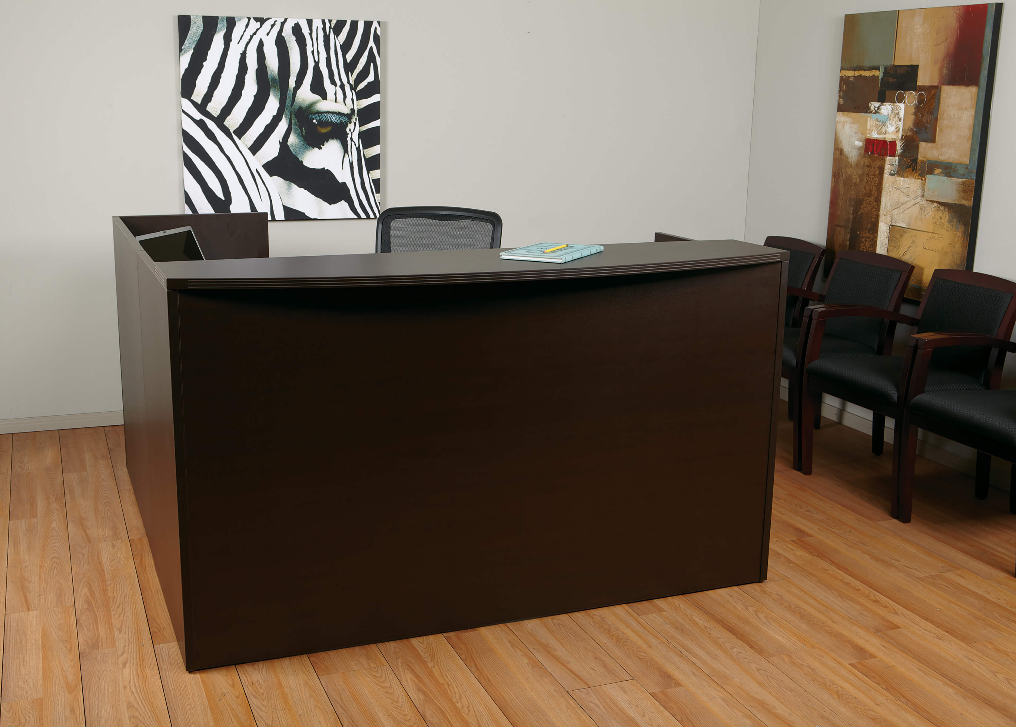 Office reception desk straight reception desk contemporary office reception desk espresso space view 1 Office reception desk straight reception desk contemporary office reception desk espresso space view 1