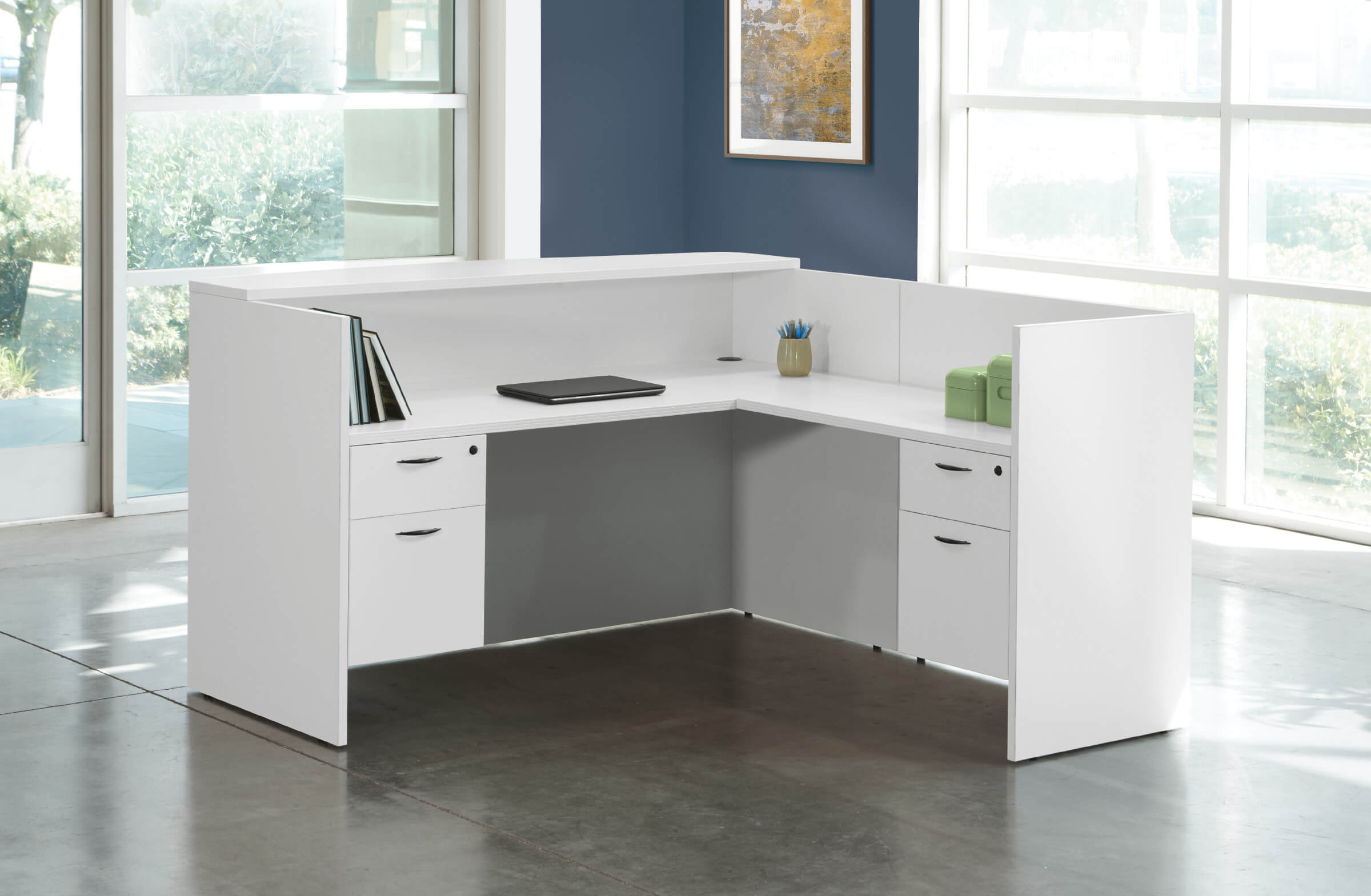 Office reception desk straight reception desk contemporary office reception desk white internal view 2 Office reception desk straight reception desk contemporary office reception desk white internal view 2