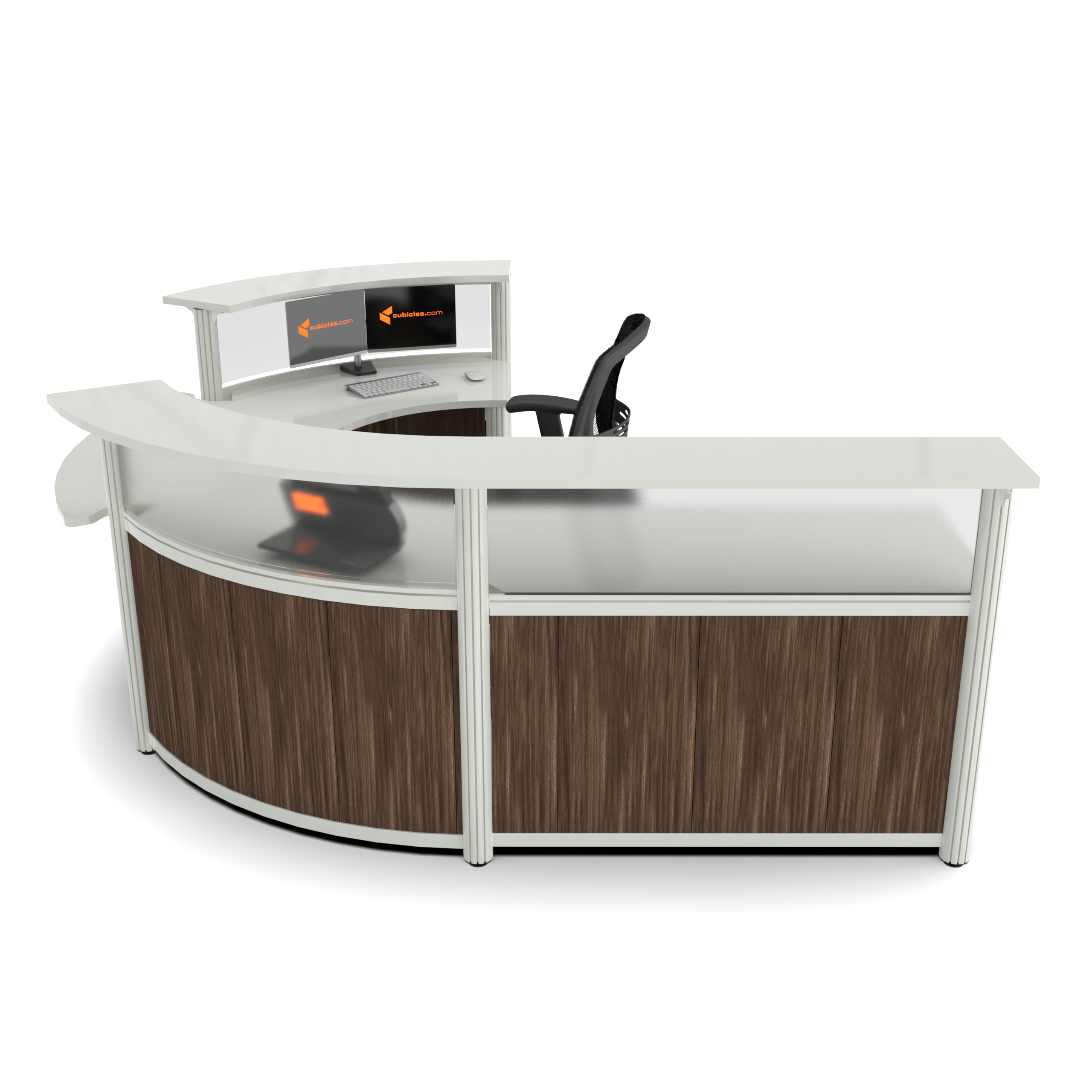 Round reception desk with ADA transaction lateral Round reception desk with ADA transaction lateral