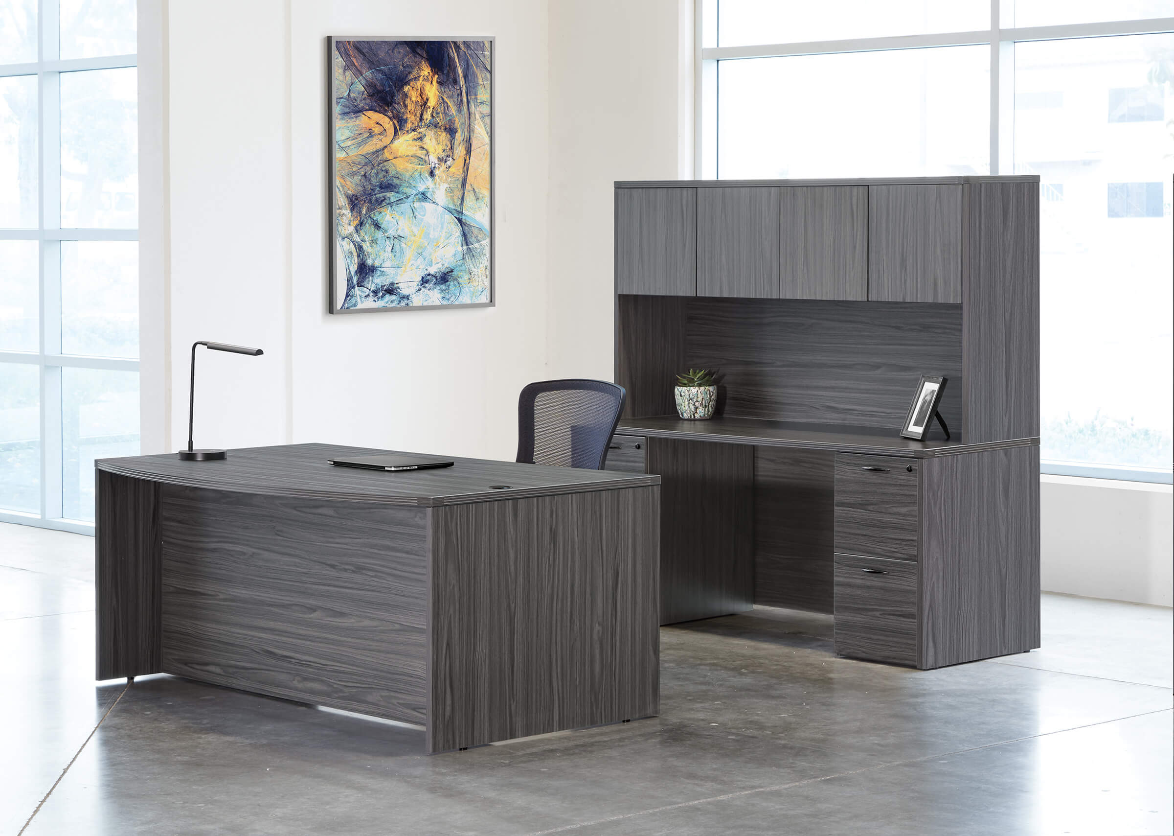 Straight office desk contemporary office desk modern desk office furniture slate grey space view 1 Straight office desk contemporary office desk modern desk office furniture slate grey space view 1