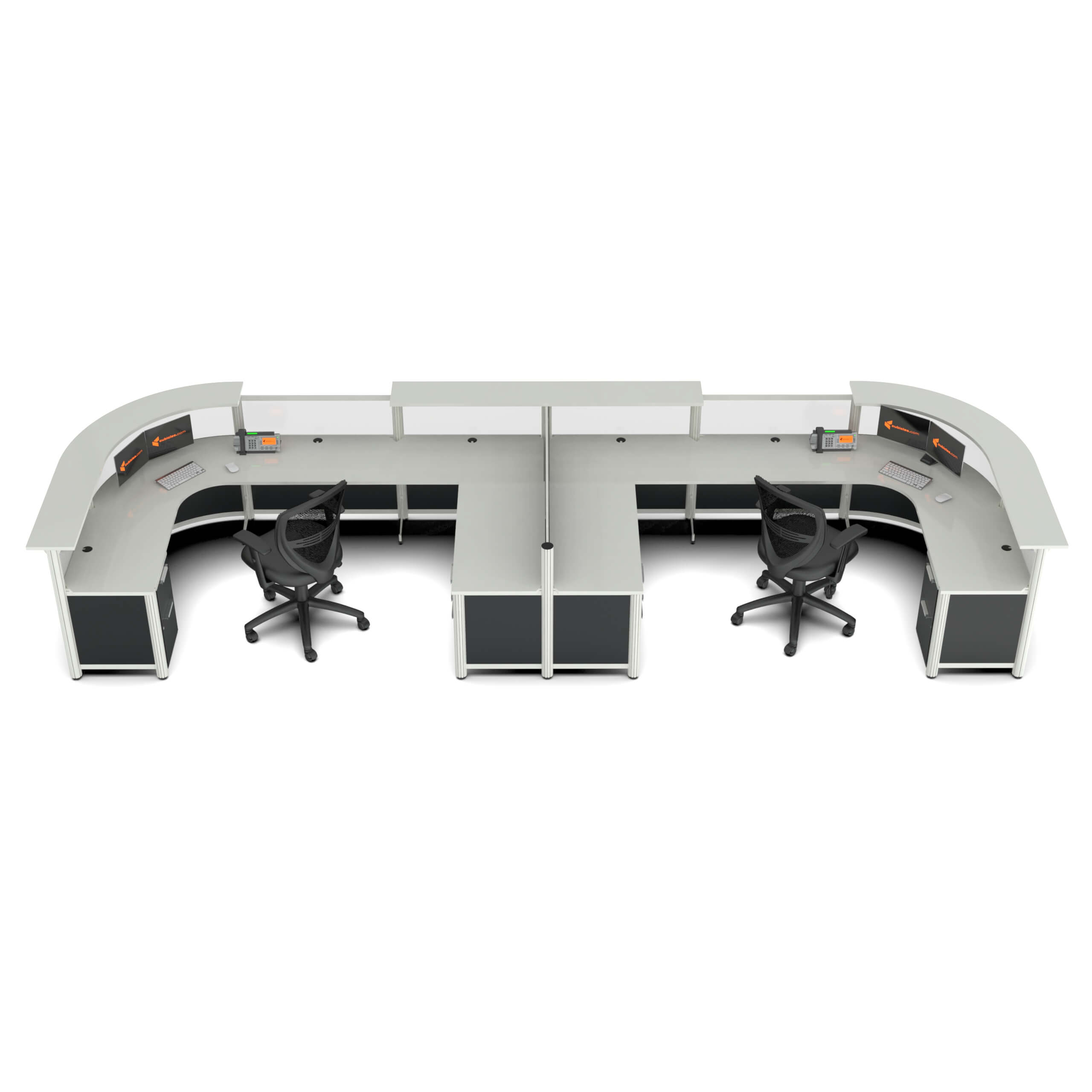 Symmetryflow 2 person reception desk inside view Symmetryflow 2 person reception desk inside view