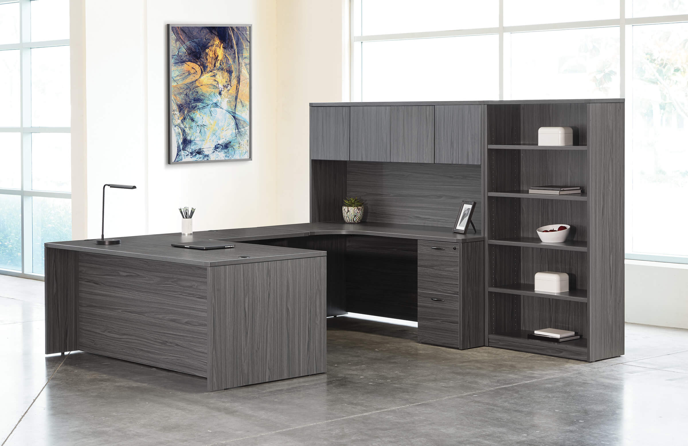 U shaped desk u shaped desk with hutch contemporary u shaped office desk slate grey space view left U shaped desk u shaped desk with hutch contemporary u shaped office desk slate grey space view left