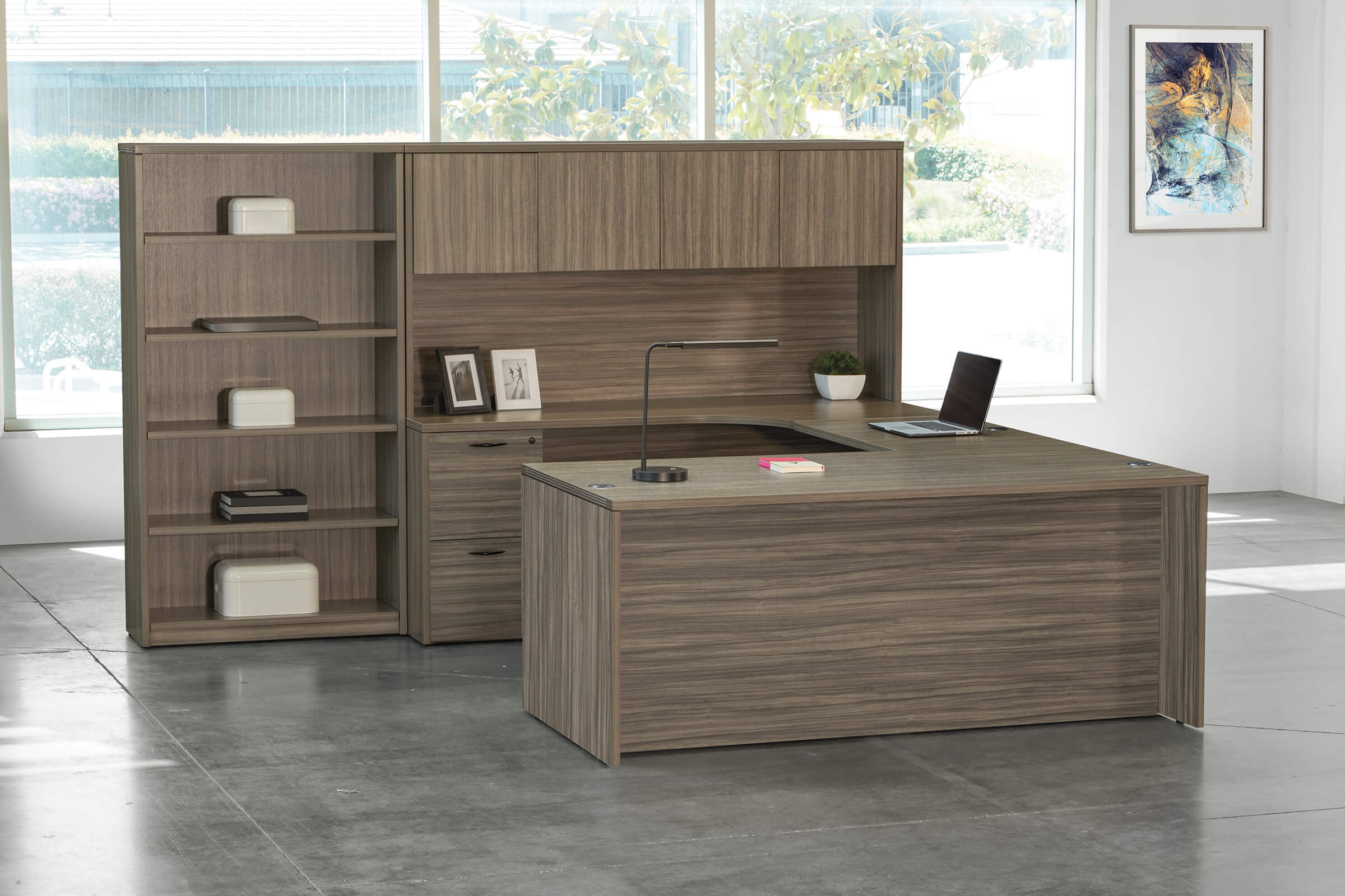 U shaped desk u shaped desk with hutch contemporary u shaped office desk urban walnut space view right U shaped desk u shaped desk with hutch contemporary u shaped office desk urban walnut space view right
